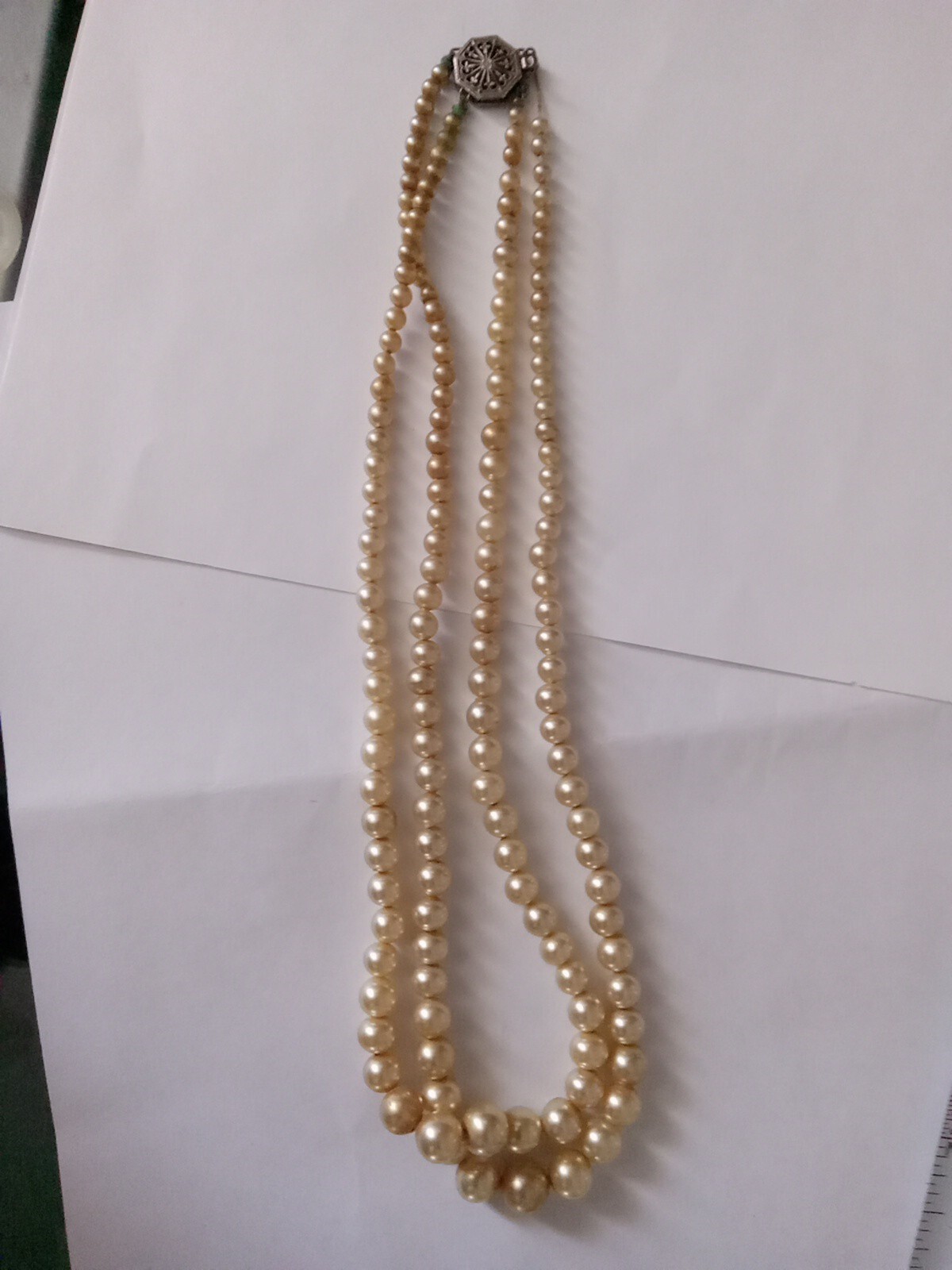 Nolan Miller Triple Strand Pearl & Gold ton with Crystal Bracelet and Necklace