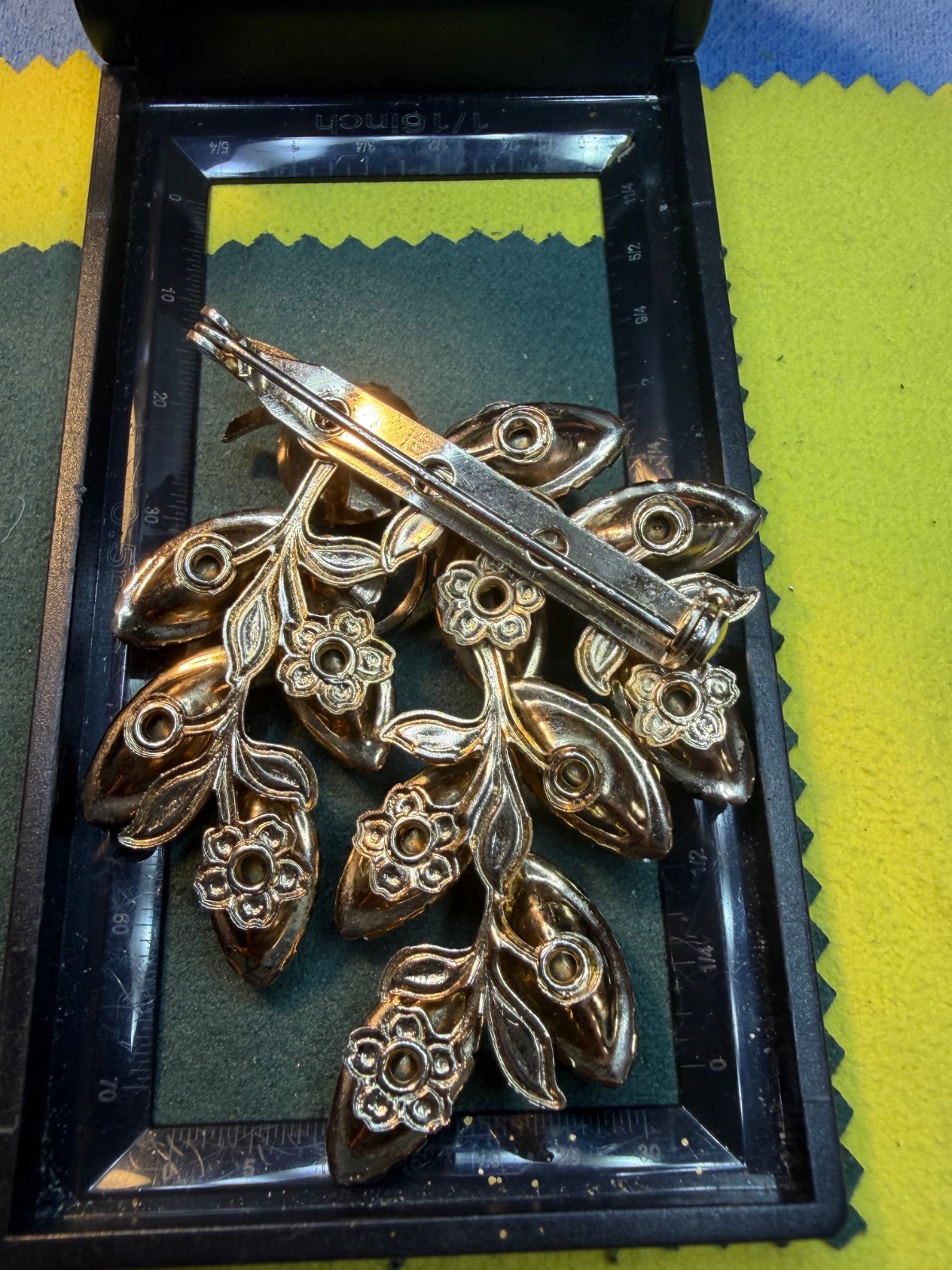 Unsigned Flowers/Grapes Brooch – Preowned, Good Condition