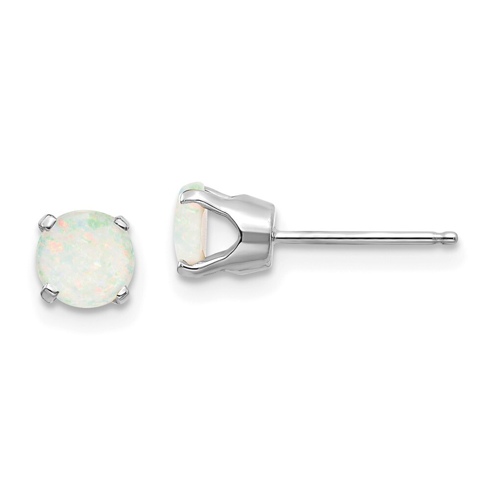 5mm 14k White Gold 5mm Opal Stud Earrings