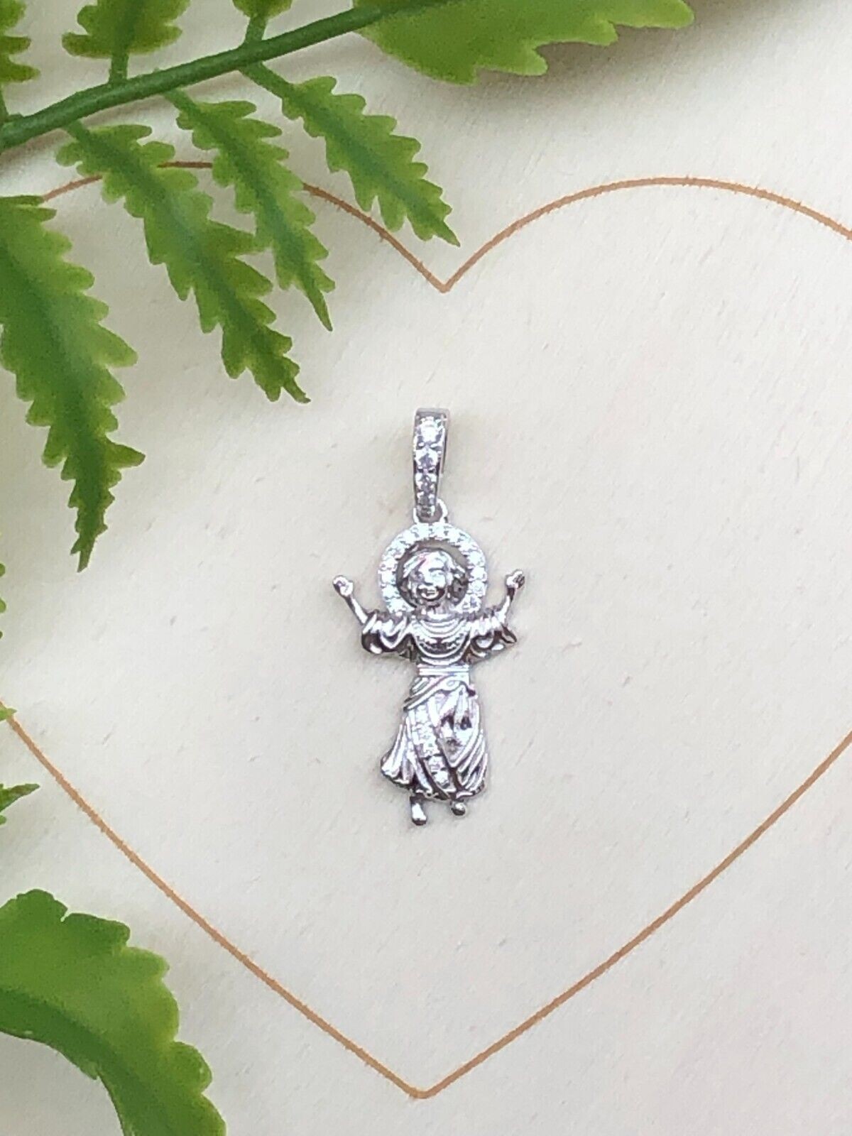 925 Sterling Silver CZ Baby Jesus Pendant 21mm(0.83″)/30mm(1.18″) Unisex