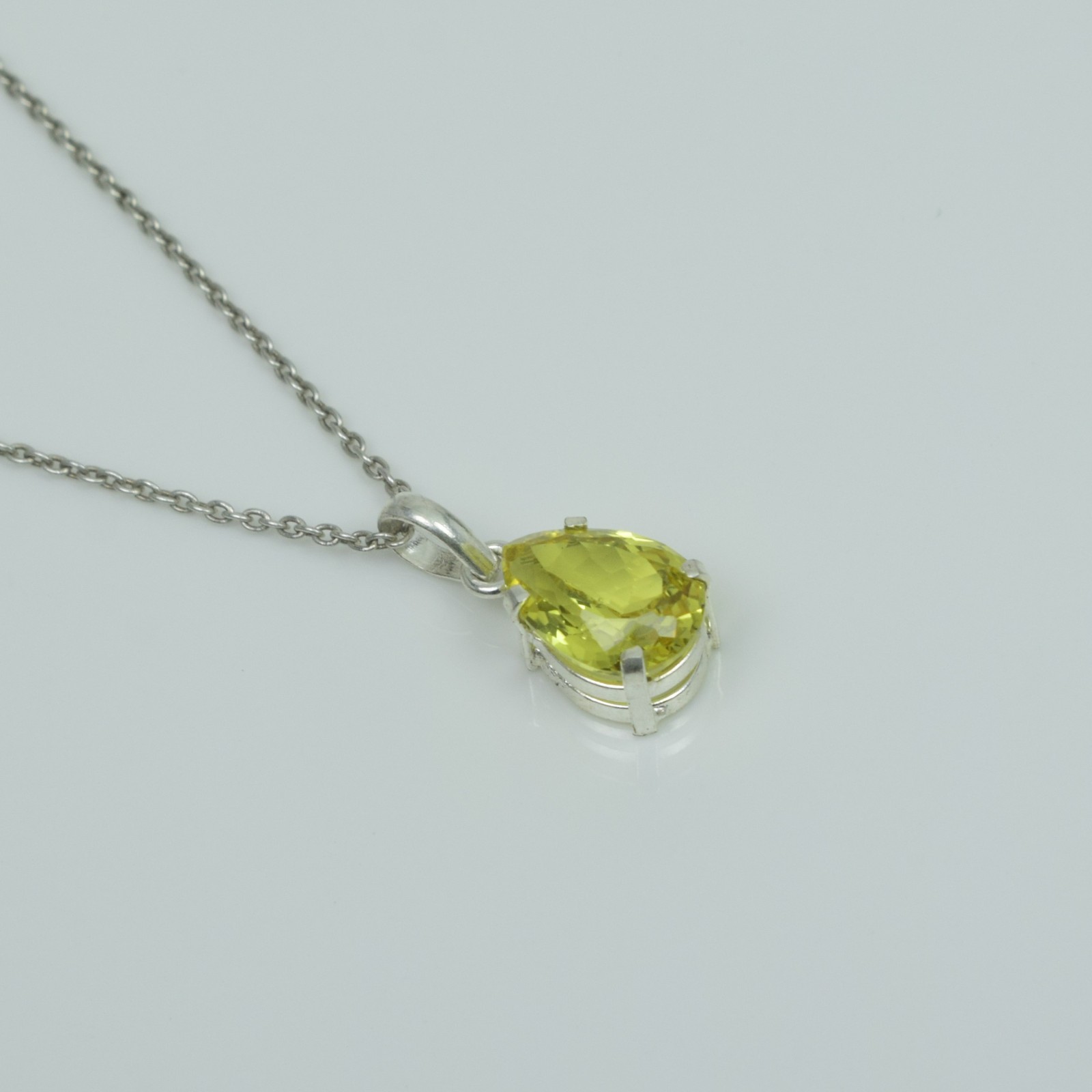 Boho Jewelry 925 Sterling Silver Necklace, Beauty Yellow Sapphire September Gift