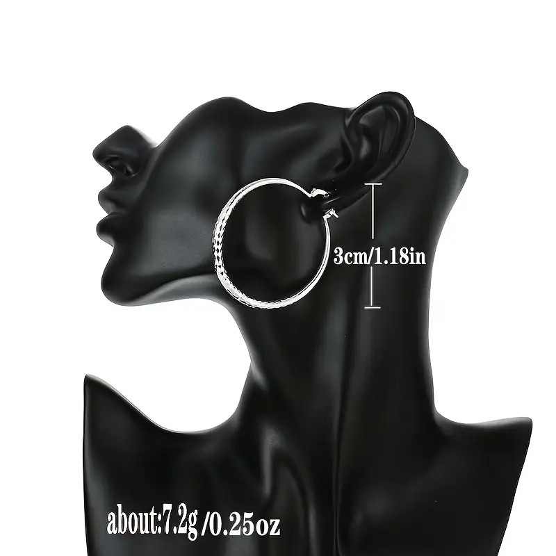 Large Textured Silver Plated Hoop Earrings – New