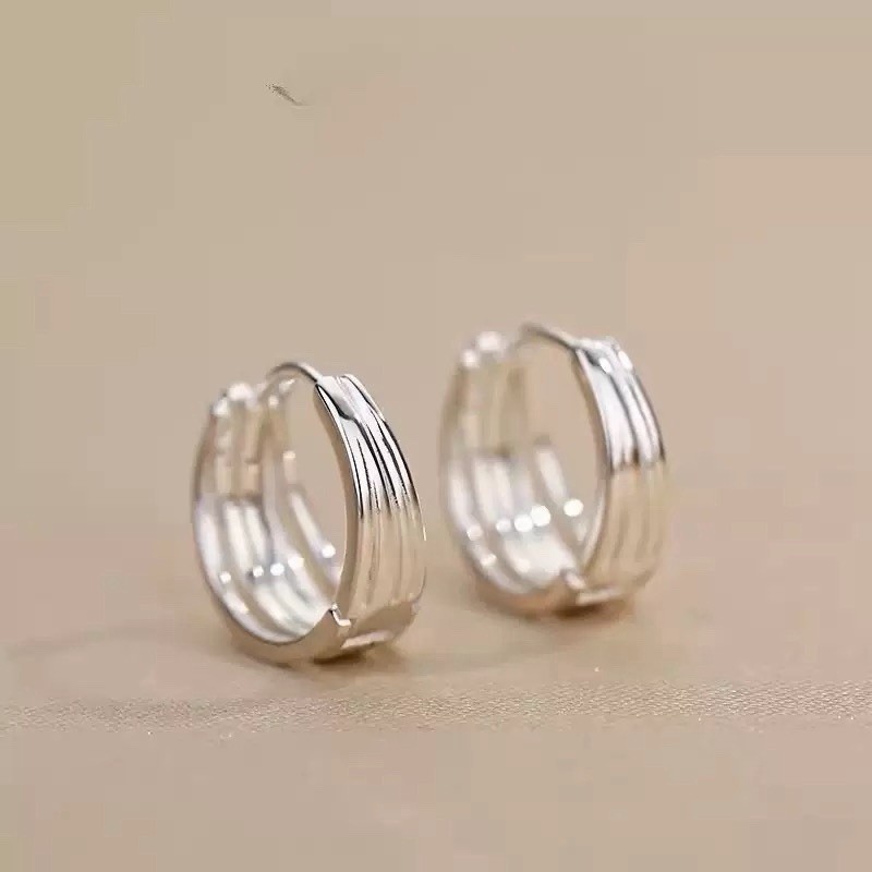 925 Sterling Silver Chunky Hoop Earrings Geometric Layered Huggie Earrings 274