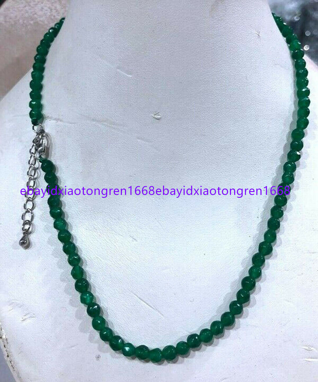 Faceted 4mm Multi-Color Jade/Opal/Agate Round Gemstone Beads Necklace 18″