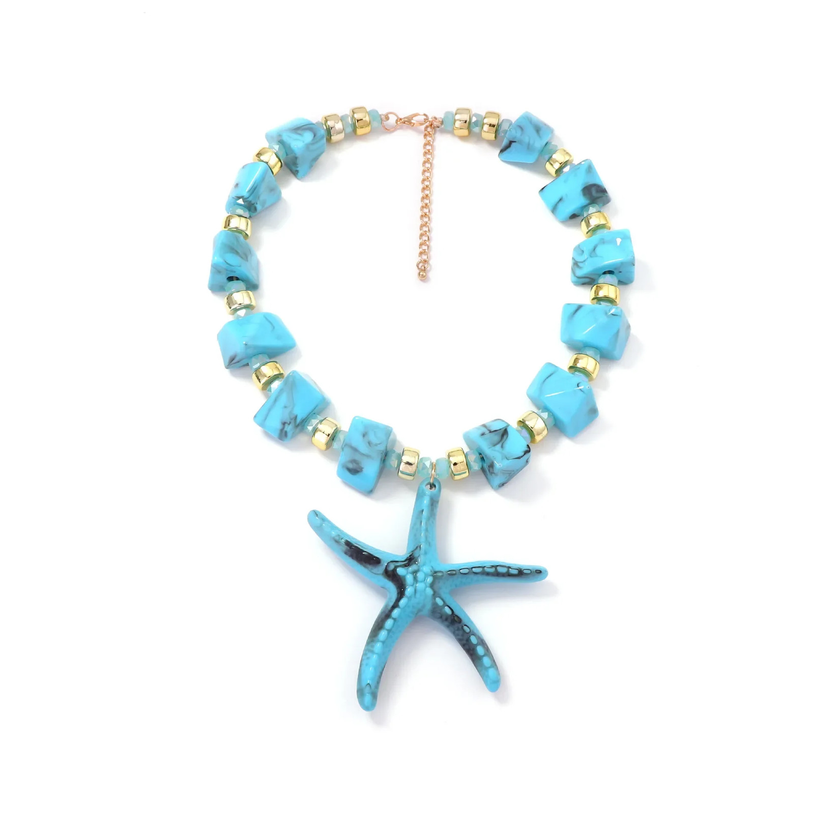 2026 Summer Ocean Style Necklace for Women Niche Design Colorful Bead Pendant Tr