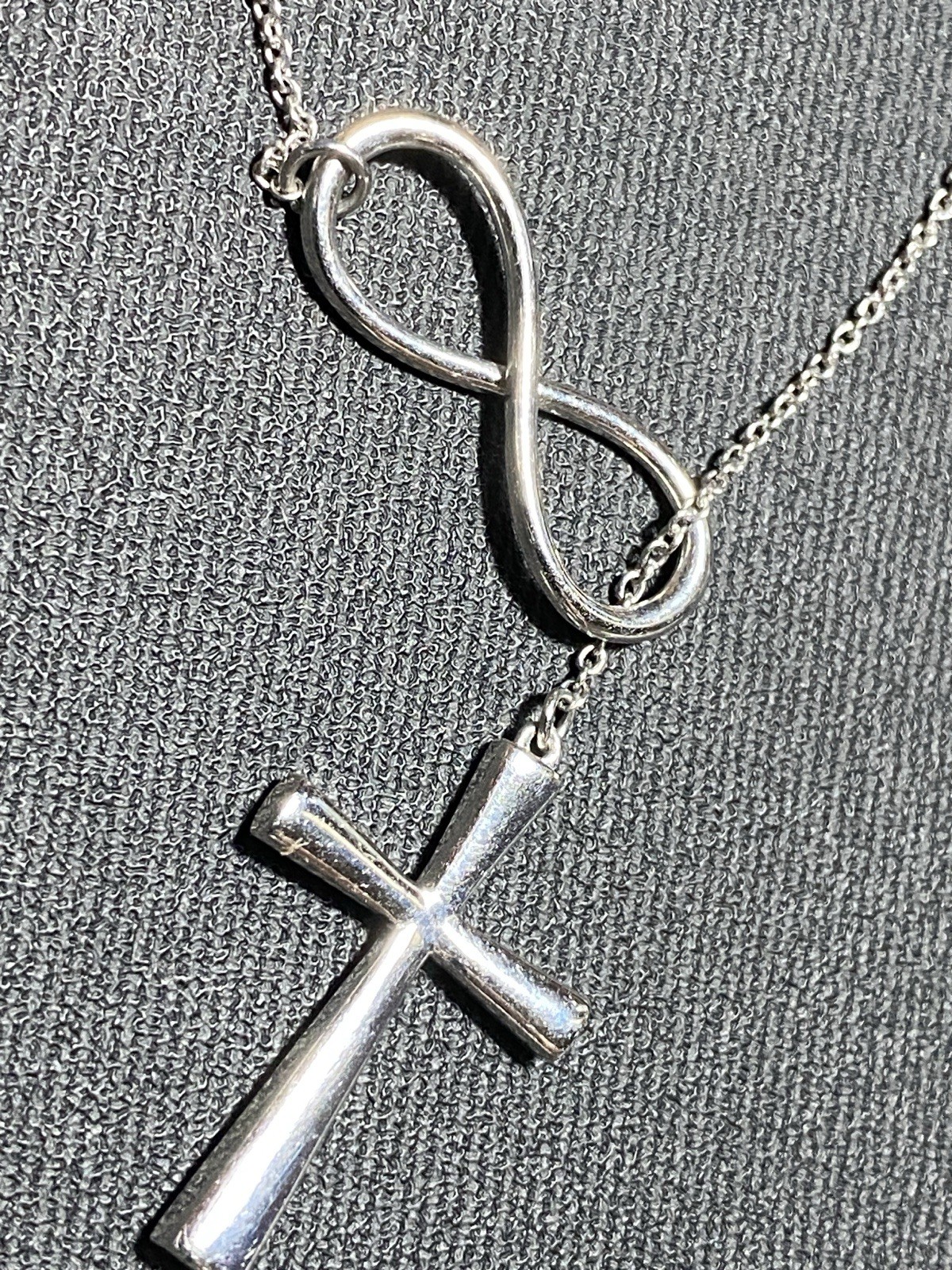 Berricle 925 Sterling Silver Infinity Dangle Cross Pendant Lariat Necklace