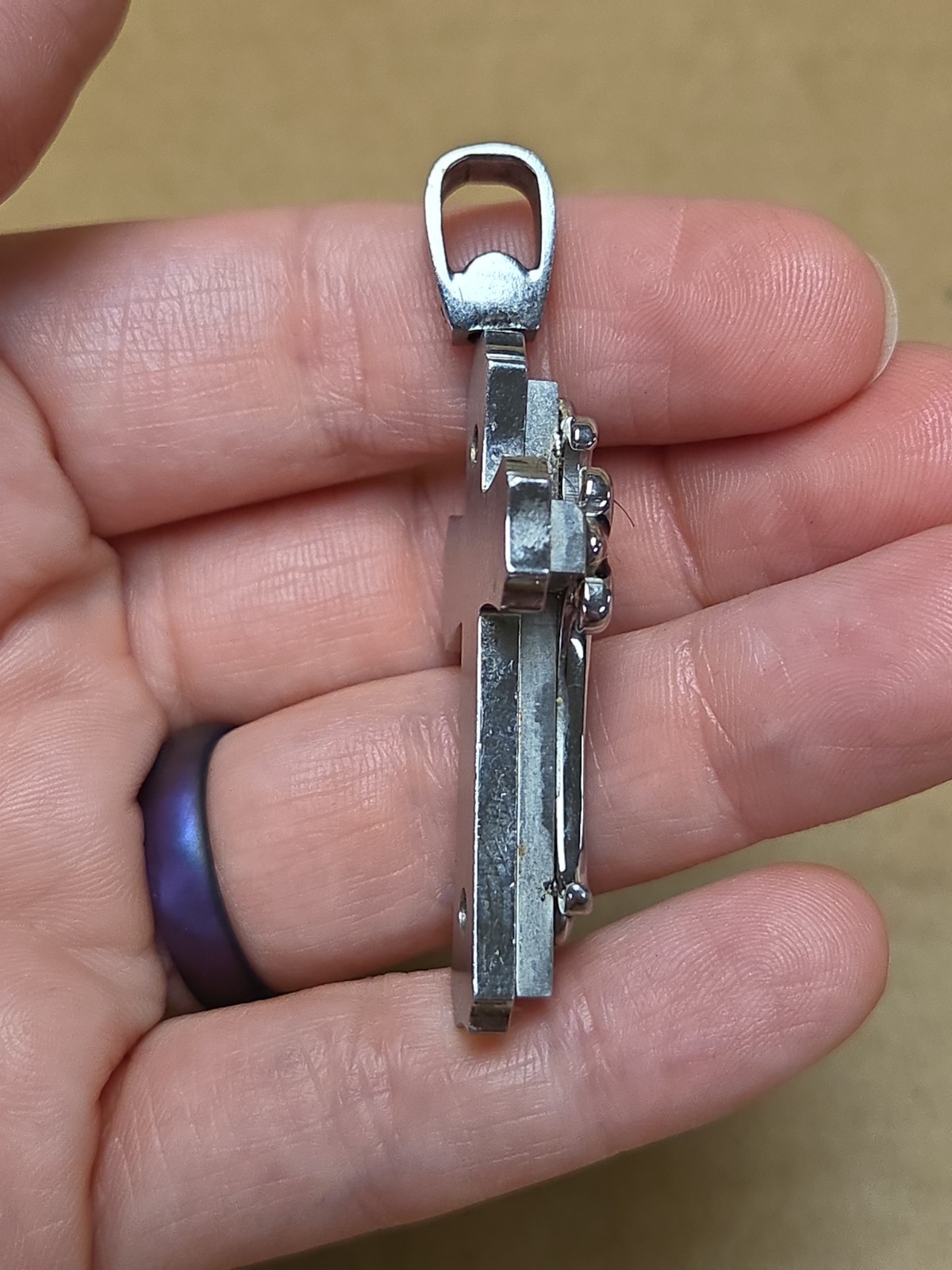 Beautiful Intricate Stainless Steel & Black Cross Pendant *SEE PICS