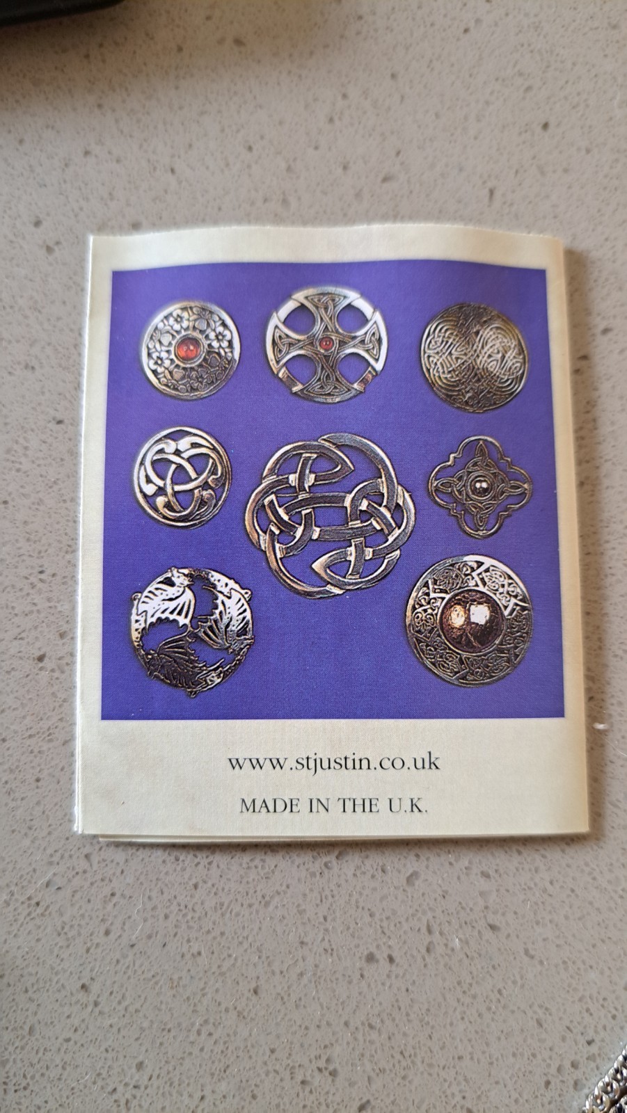 BNWT St Justin Brynachs Celtic Cross And Chain Pewter Boxed Signed Made In UK