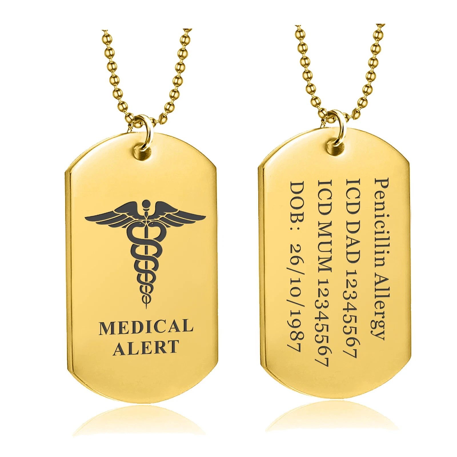 Personalised Engraved Men’s Necklace Army Dog Tag Any Text Birthday Anniversary