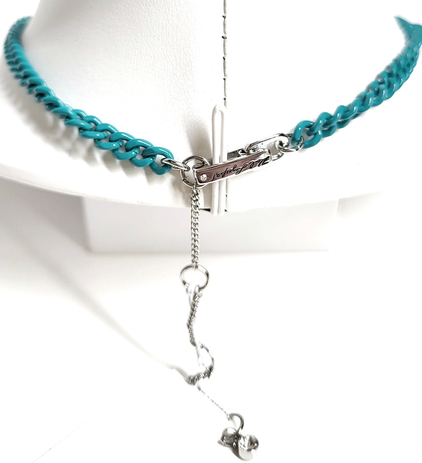 Karl Lagerfeld Crystal Chain Statement Necklace Green Fuchsia Plated Brass NWT