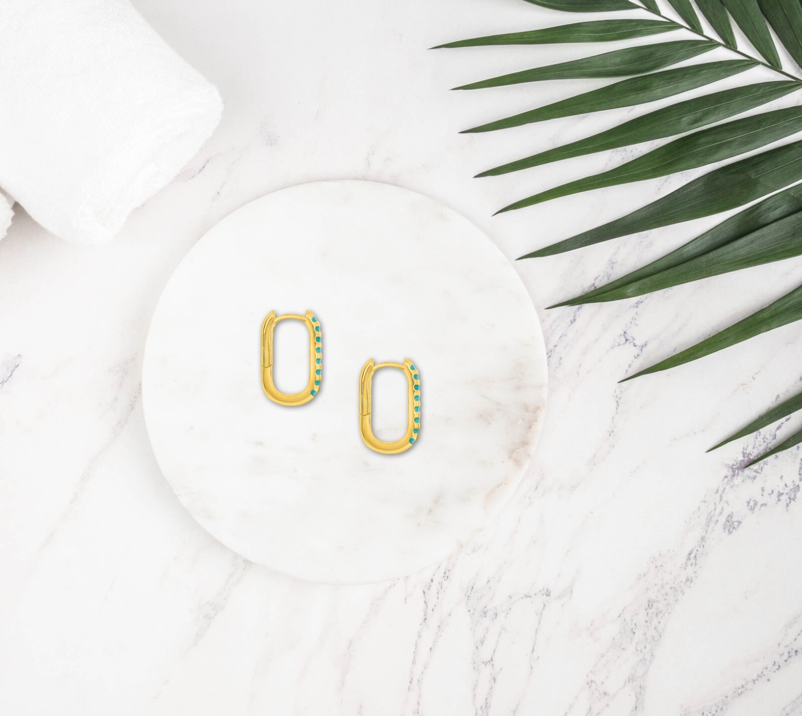 14K Yellow Gold Plated Turquoise Hoop Earrings Dangle Earrings For Women