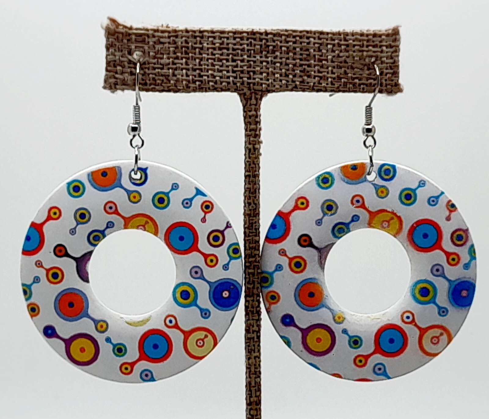 GEOMETRIC SUMMER MULTI COLOR PRINT DISC SHAPE WOOD FASHION JEWELRY EARRINGS #3