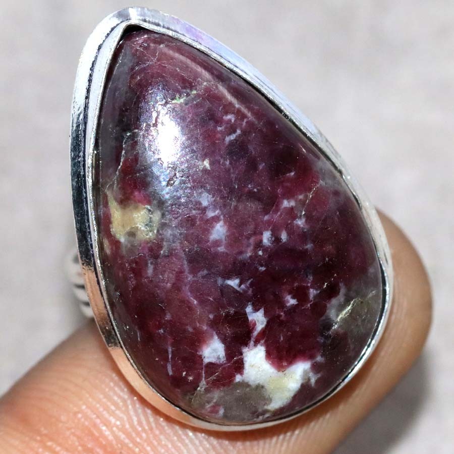 925 Silver Plated Lepidolite Ring US 7.5 Fashion Gifts Limited Stock Deal GW