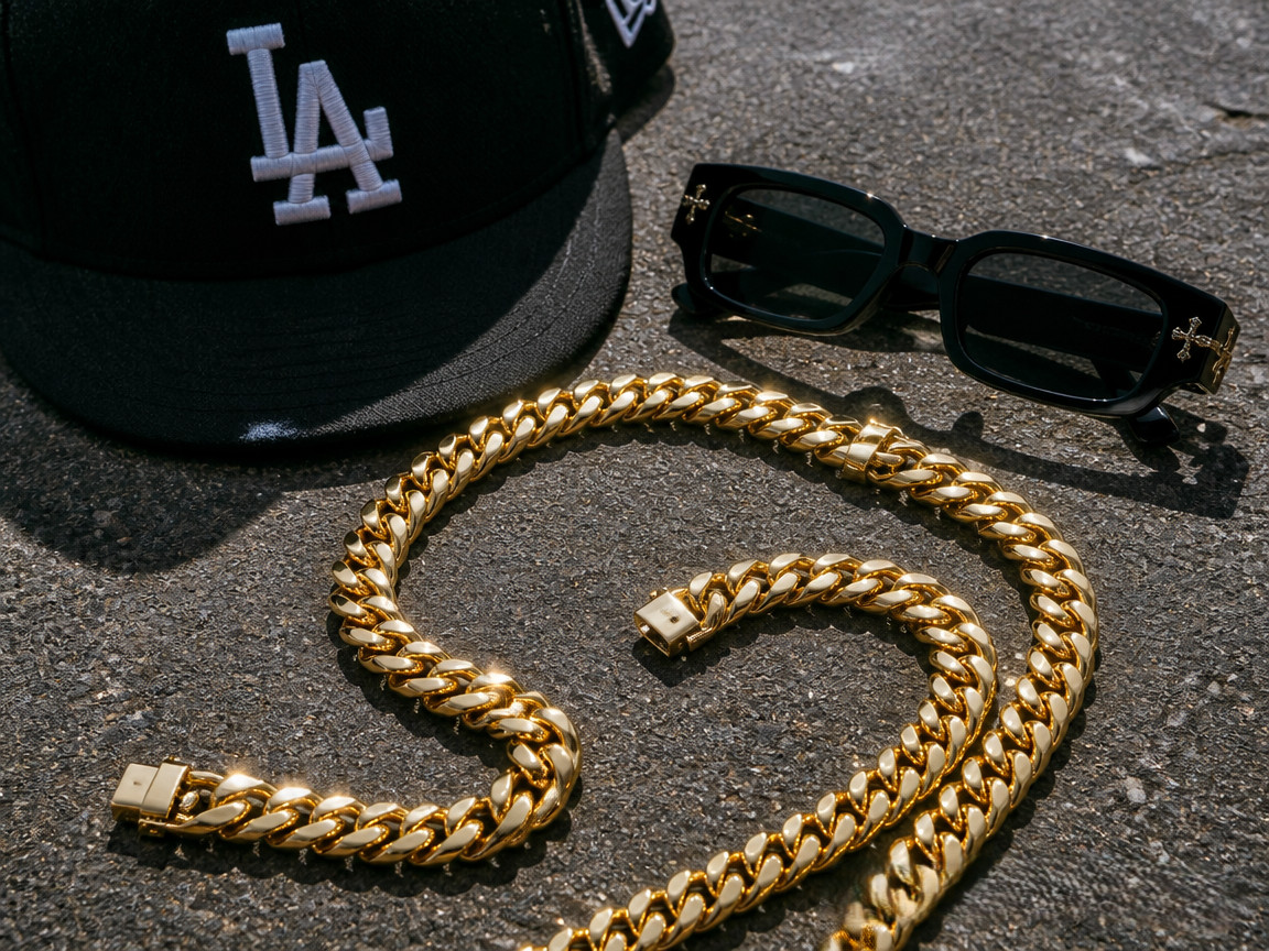 Miami Cuban Chain Necklace Men, 14k Gold Plated Stainless Steel 6–12mm 16–30″