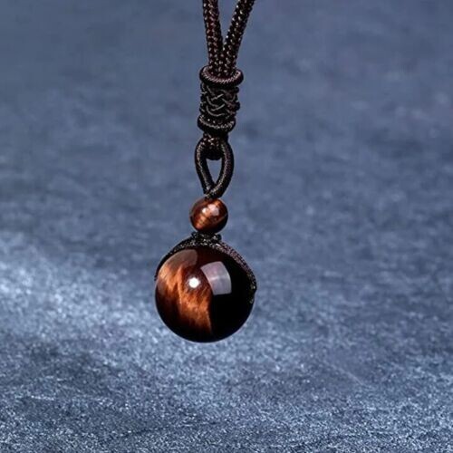 Red Tiger’s Eye 16mm Round Bead Pendant Healing Reiki Amulet Women Men Necklace