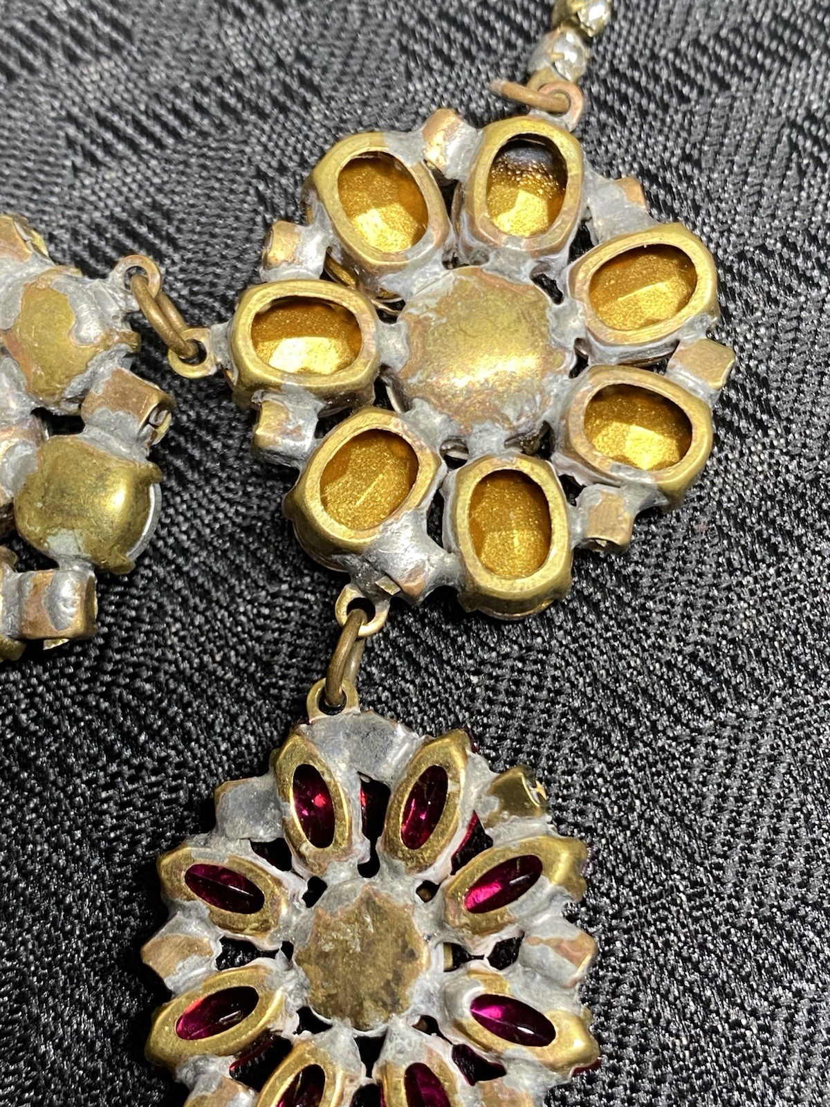 Glass(?) Multi Color Floral Dangle Pendant Statement Necklace Designer(?) Desc