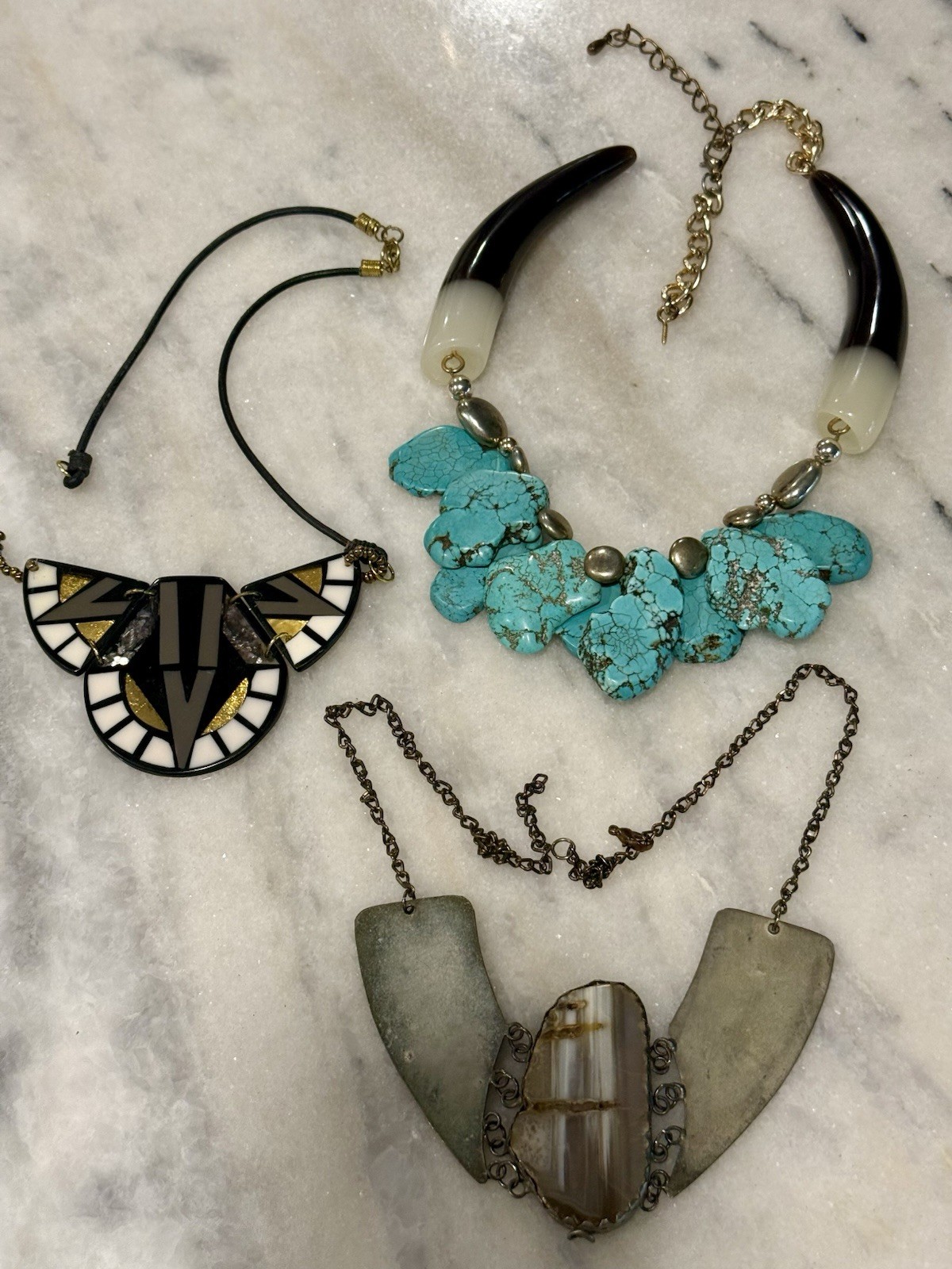 Lot of 3 statement necklaces chunky – Needs Little TLC