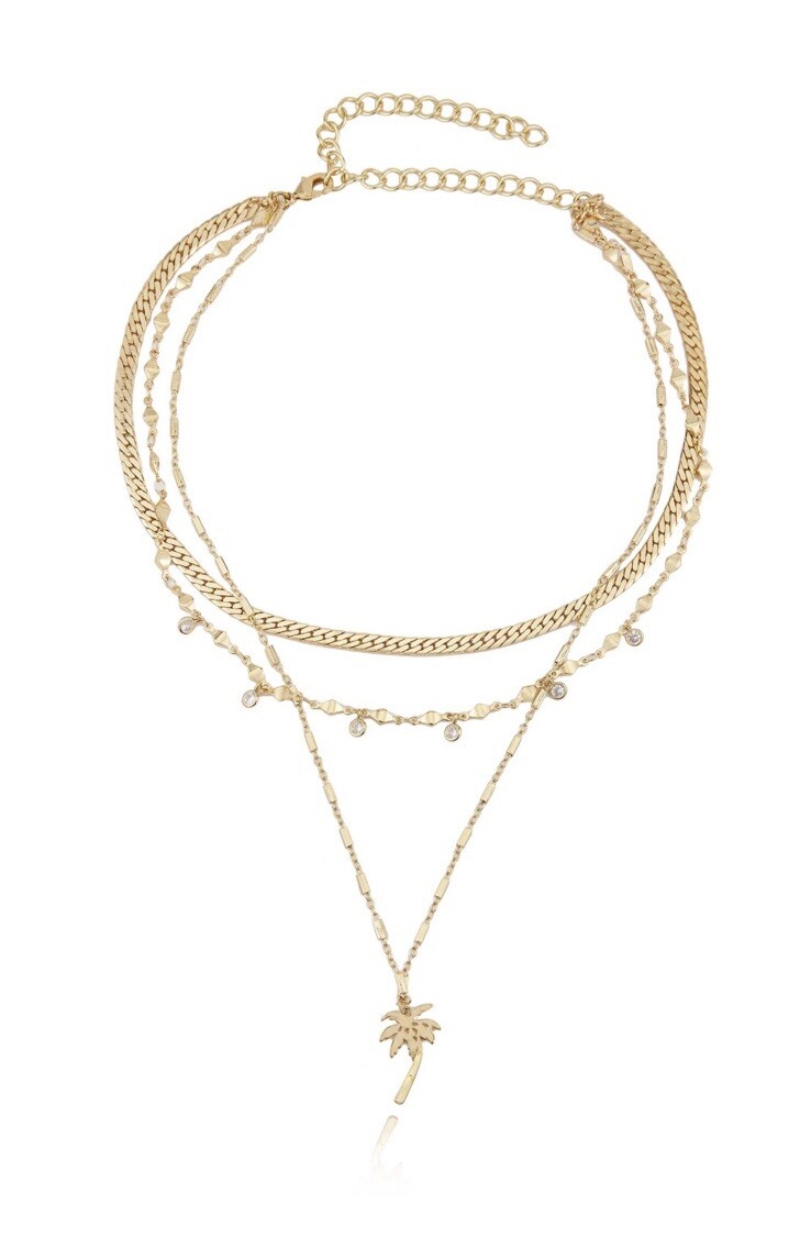 Ettika 18k Gold Plated 3 Layer Palm Necklace With Cubic Zirconia MRSP $55