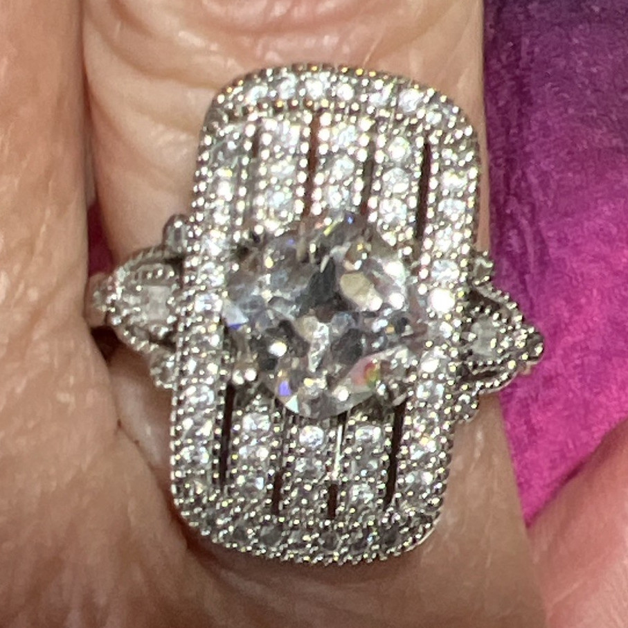 Vintage Antique Art Deco Style Old Mine Cut Cushion Cz Cocktail Ring