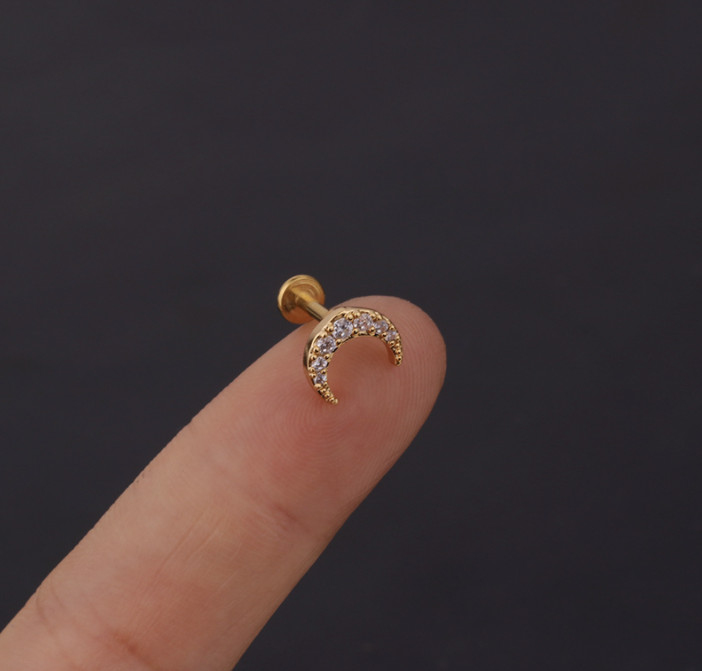 Internal Threaded Flat Labret Back Cartilage Helix Lobe Tragus Conch Earring UK