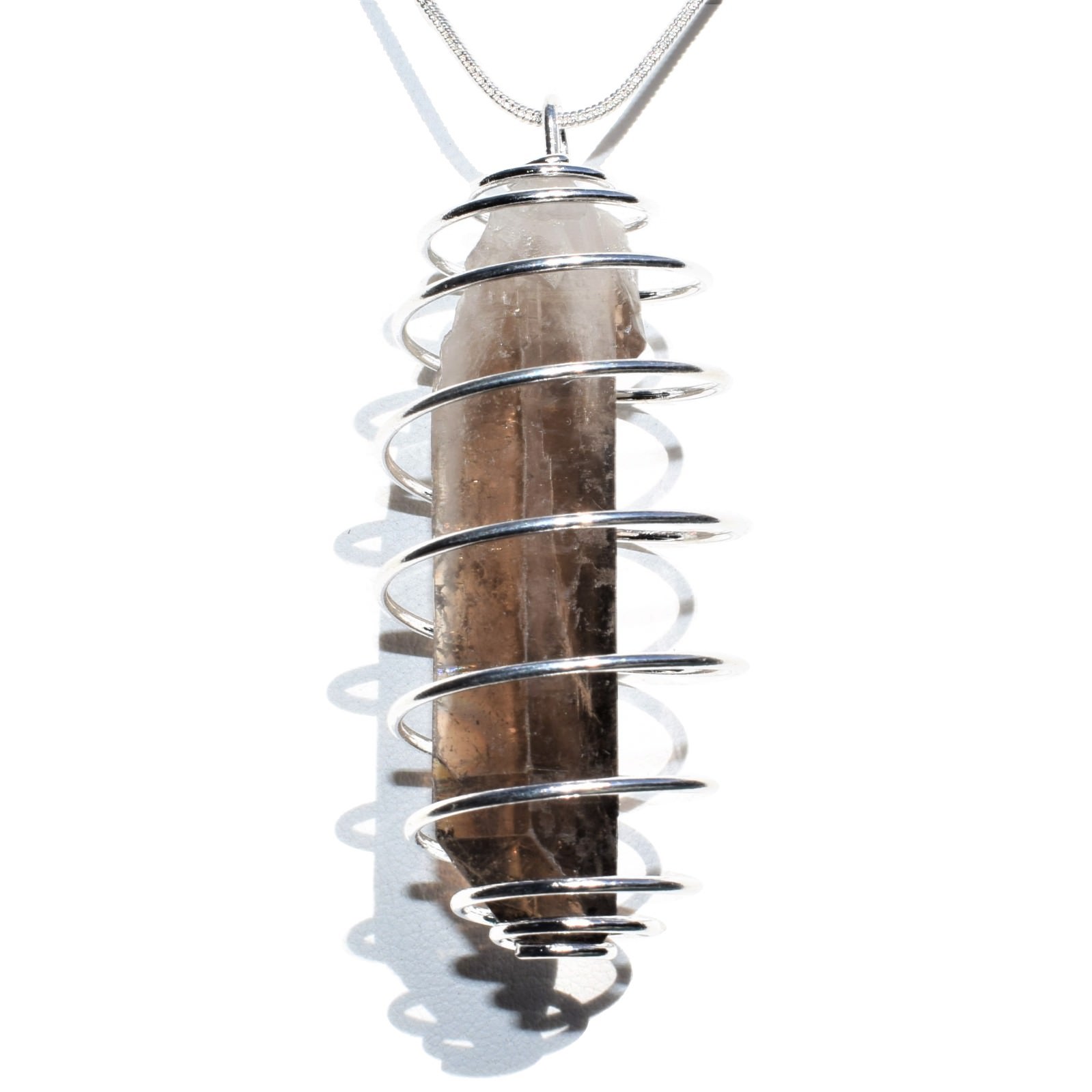 A-Grade Smokey Quartz Crystal Pendant + 20″ Stainless Steel Chain & Charger