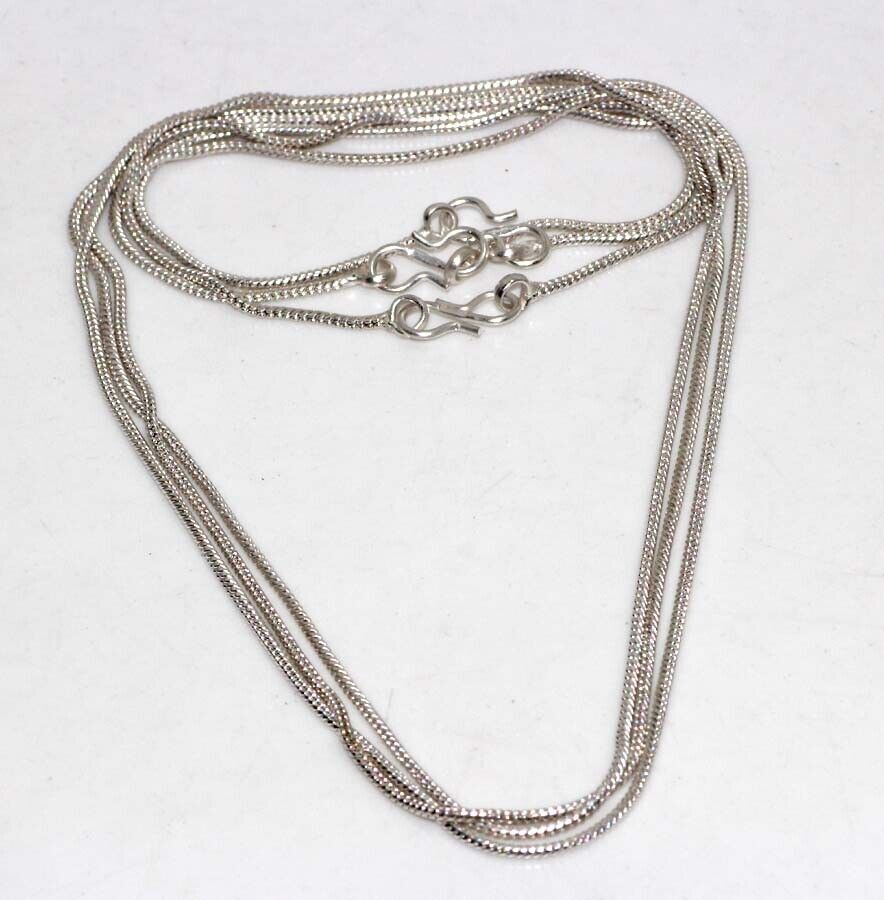 3 Pcs Lot Plain Silver Snake Chain Set 925 Silver Plated Necklace 16-18-22″
