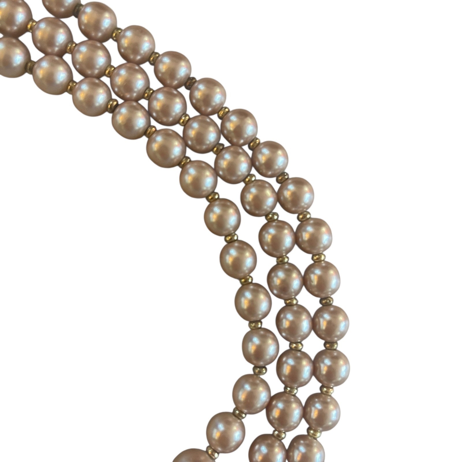 Luxury Vintage Style Necklace Blue&Blush Gem Cluster 3 Strand 18″ Any Occassion