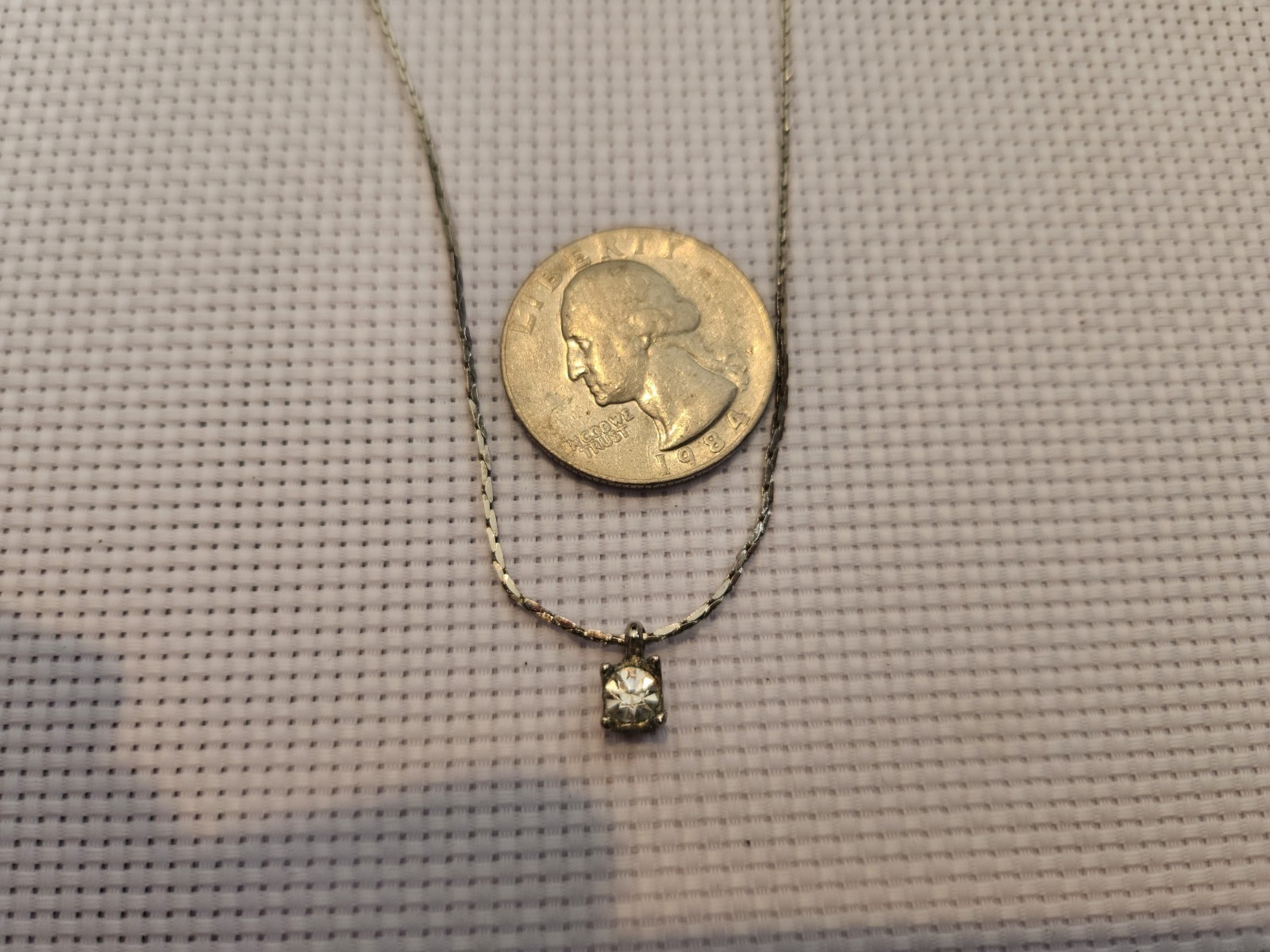 Classic Solitaire Clear Crystal Pendant Necklace Silver Tone Dainty Minimalist