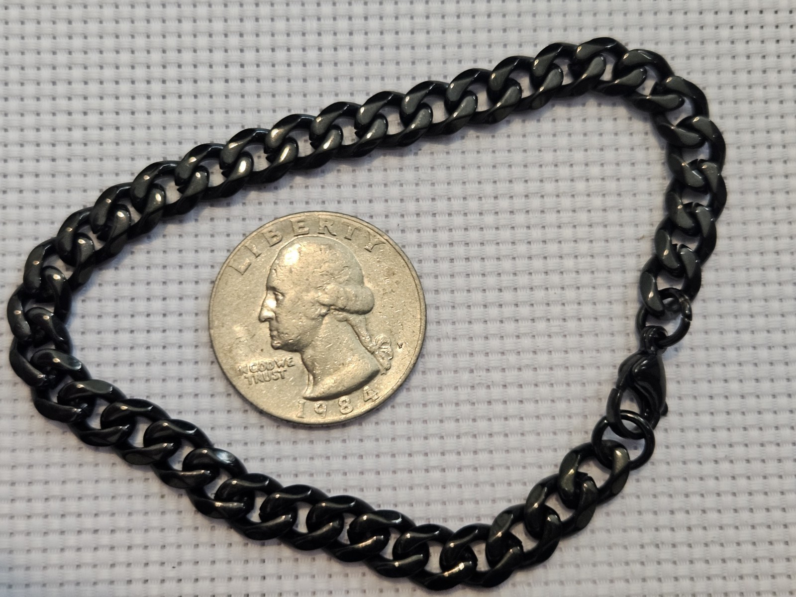 Black Tone Curb Chain Bracelet Unisex Minimalist Link Bracelet Lobster Clasp