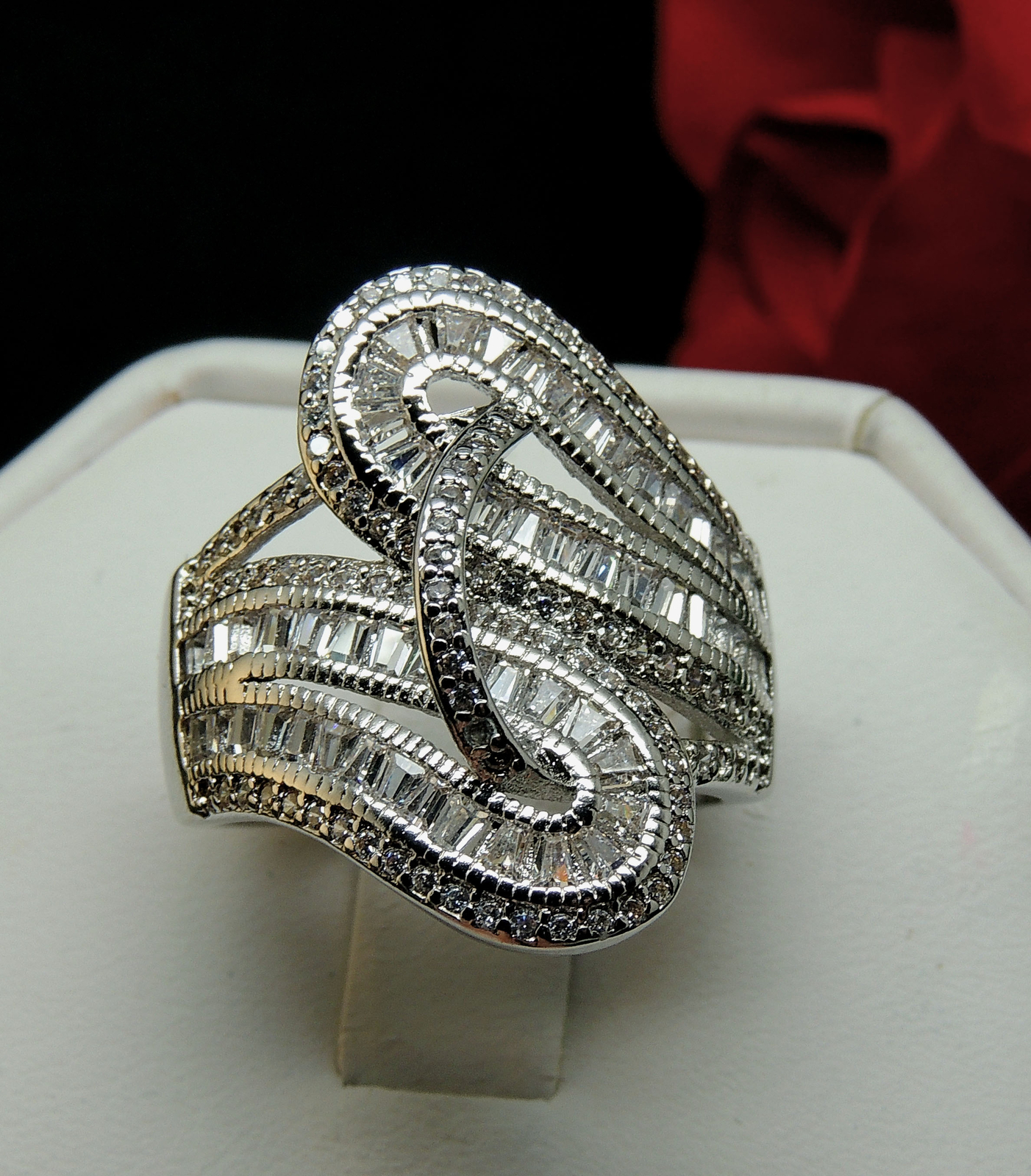 Priscilla Statement Ring Baguette Cubic Zirconia Womens Ginger Lyne Collection