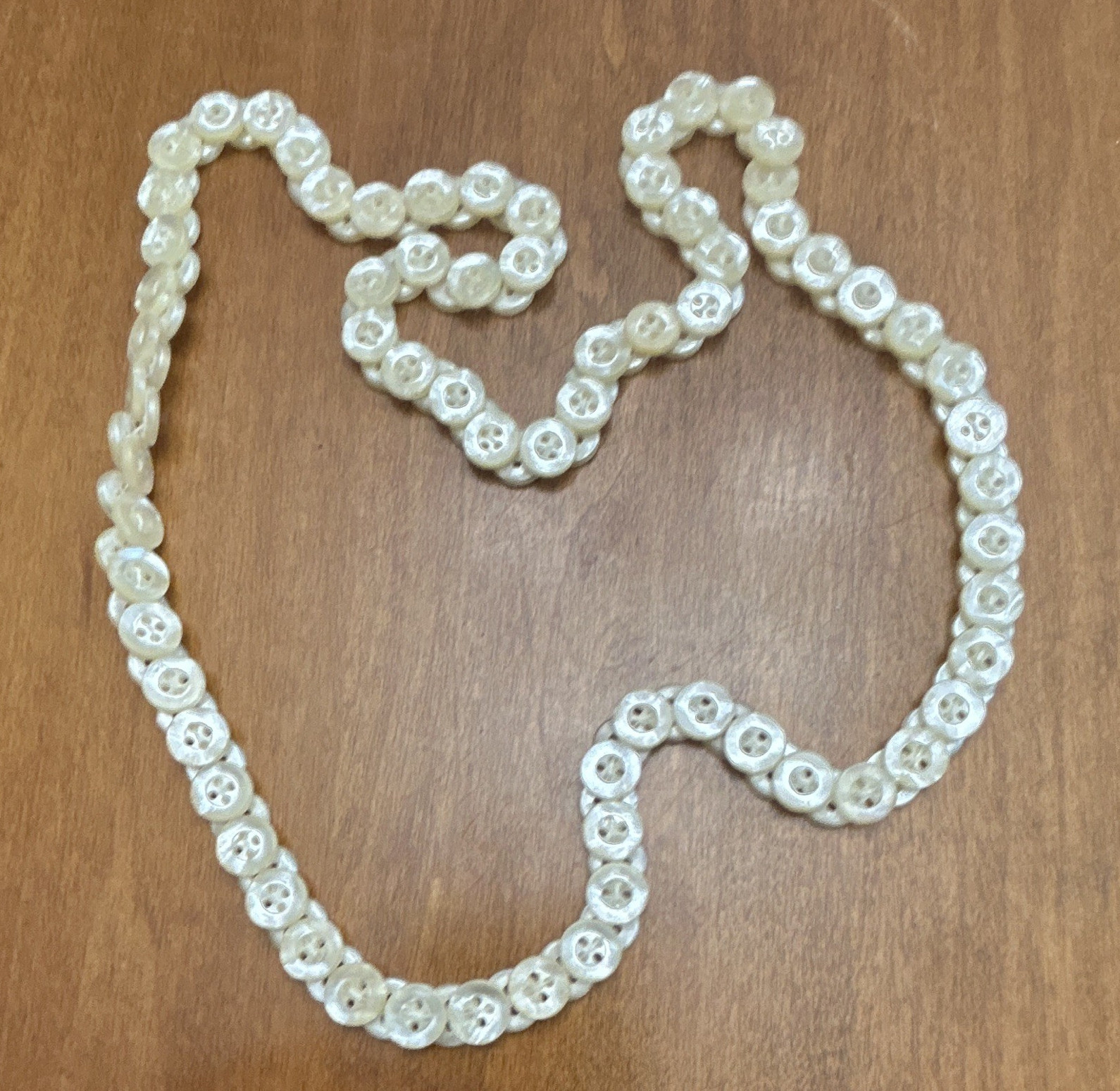 White Plastic Button Necklace