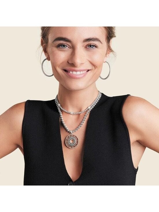 Brighton Illumina Sun beaded Silver Crystal Statement Necklace JM7488 $198