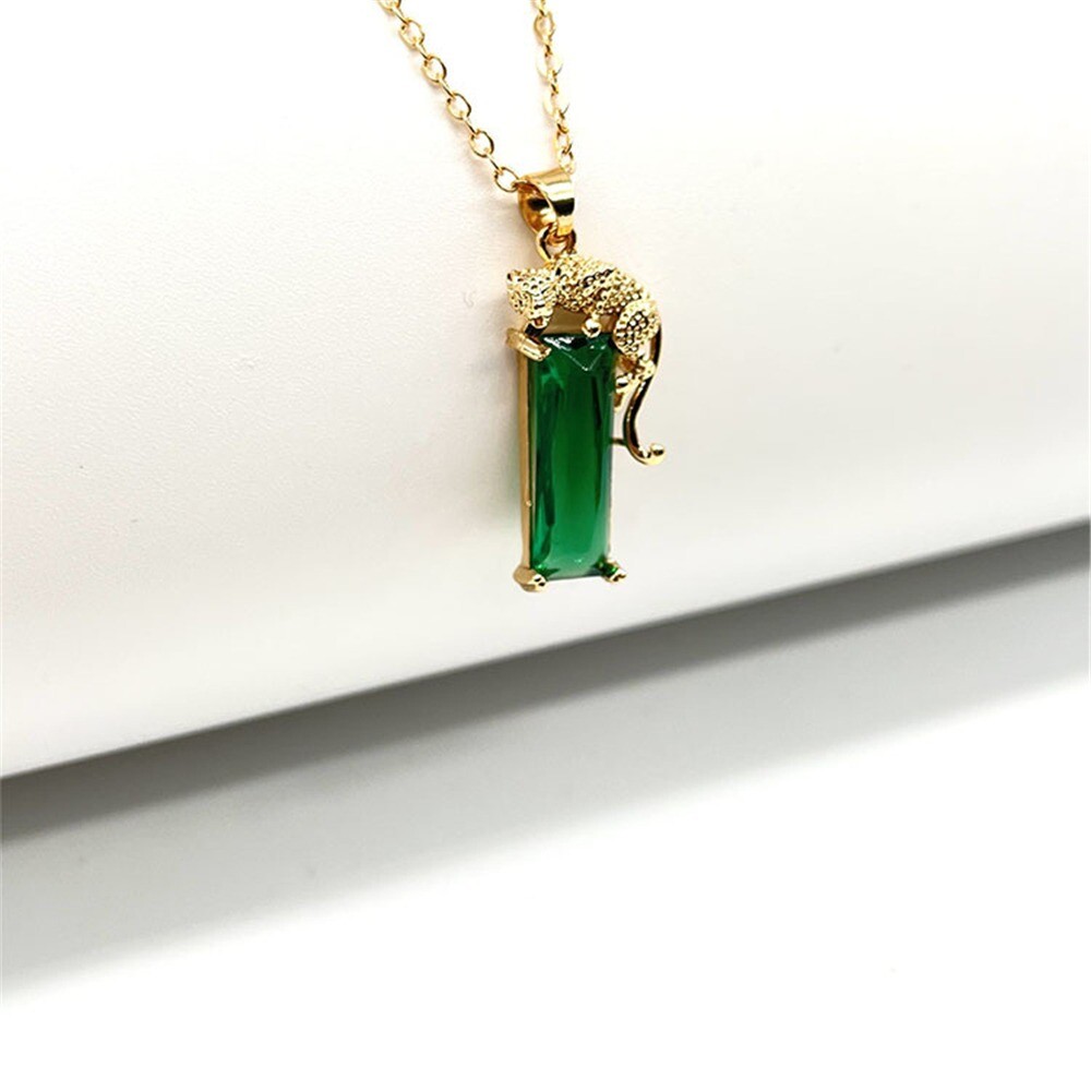 Panther Spirit Animal Green Crystal Necklace Pendant + Free Gift Bag