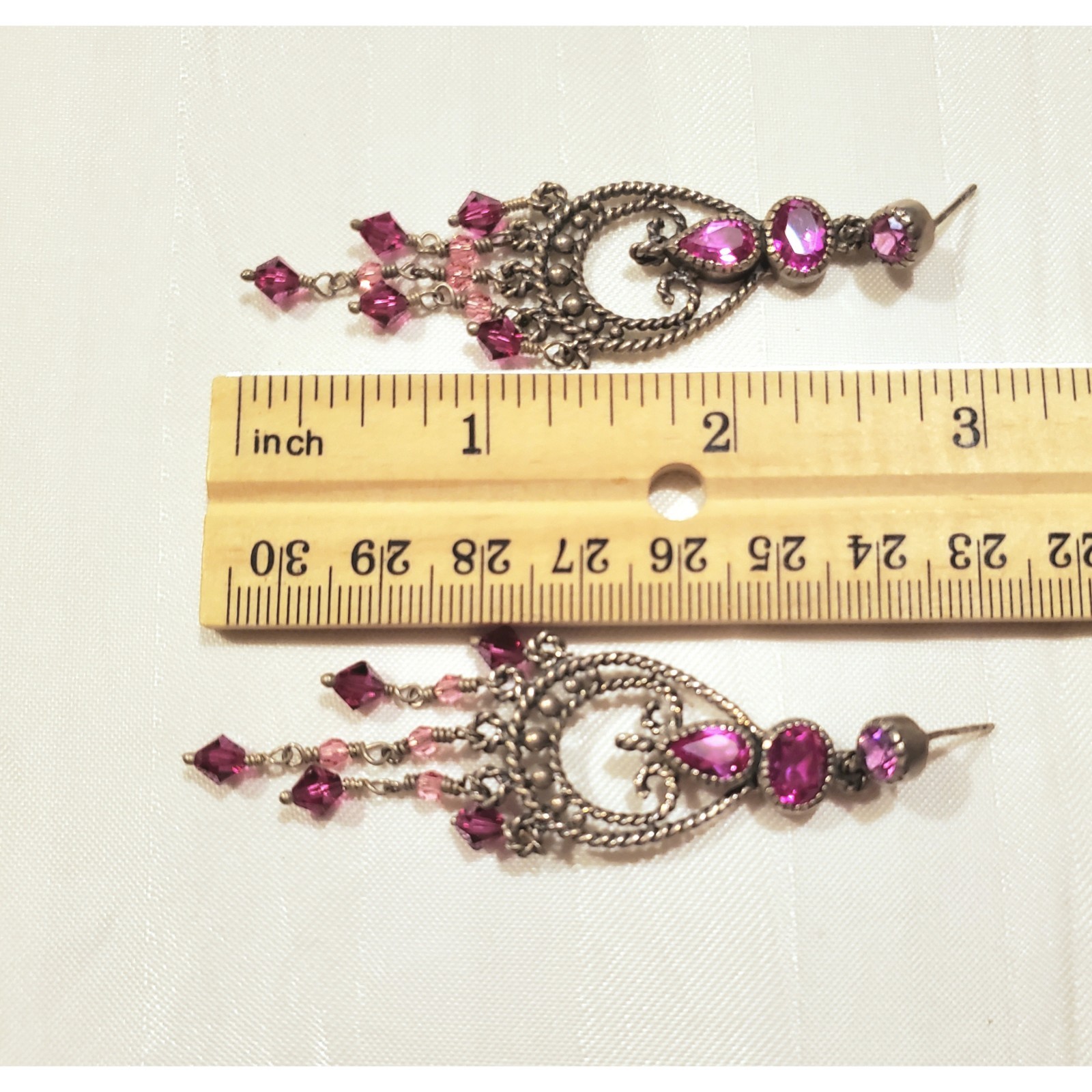 Pink Chandelier Dangle Drop Crystals Beads Earrings Beautiful Bollywood Style