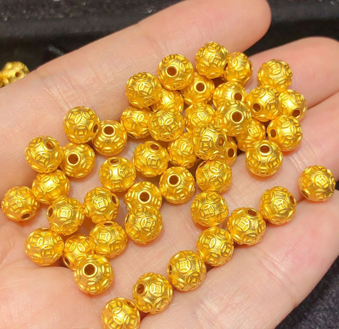 1pcs Real Pure 999 24K Yellow Gold Men Women 3D 6mm Ball Bead Pendant 0.1-0.2g