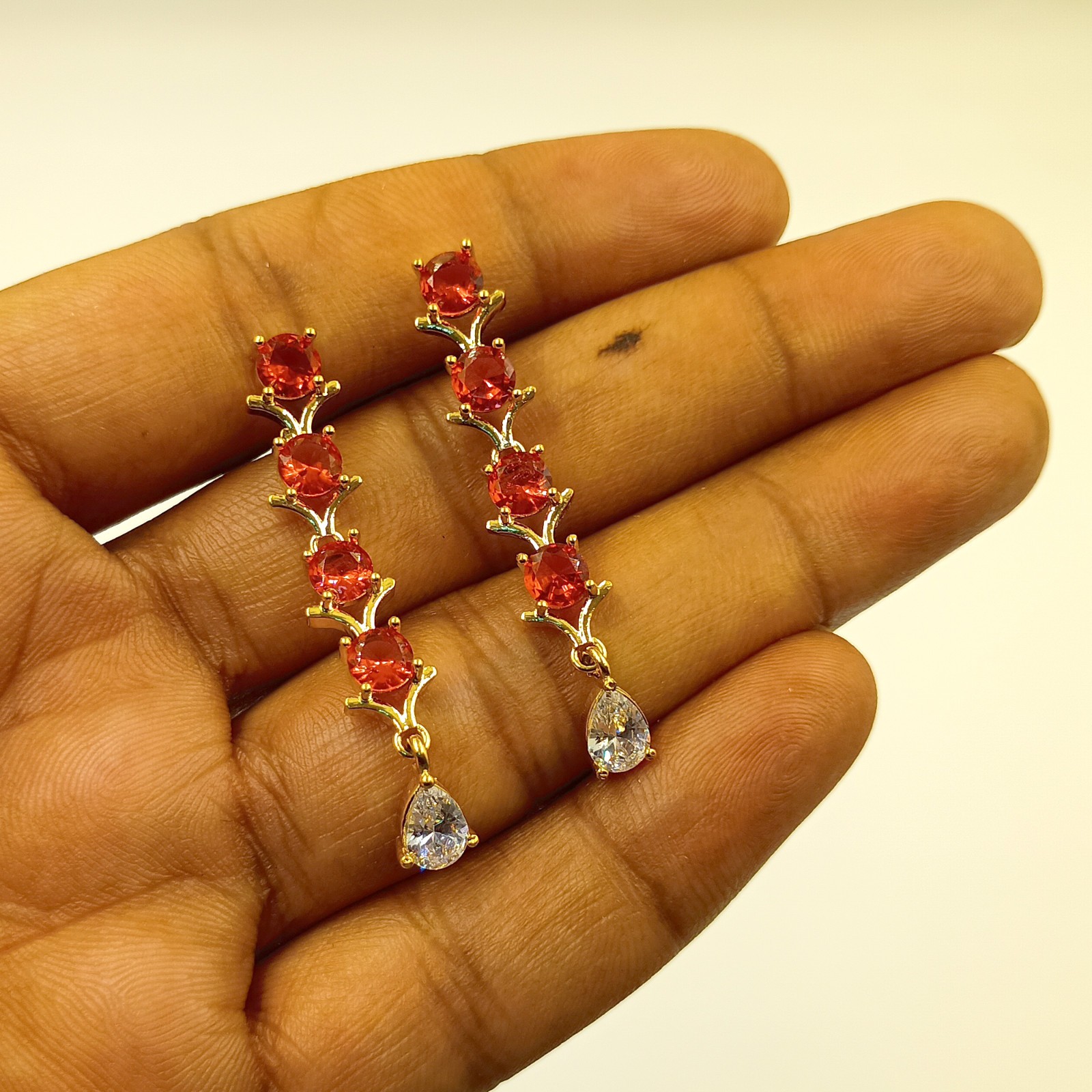 Red Garnet Necklace Set 22k Gold Plated Jewelry Set for Women Gift