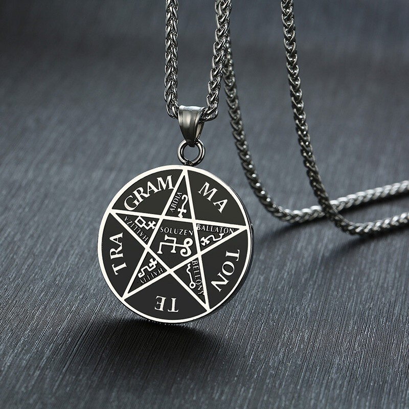 Pentagram of Solomon Pendant Tetragrammaton Name of God Men Necklace Star Amulet