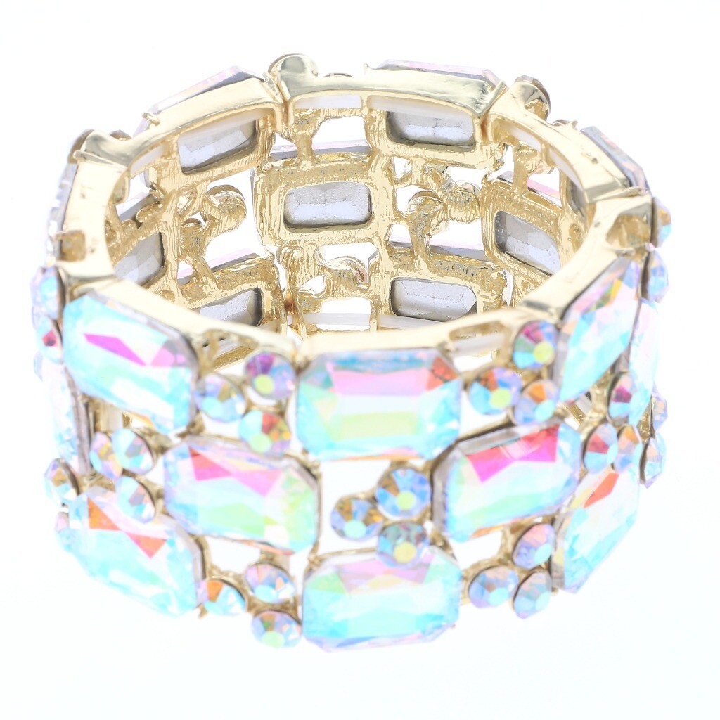 Gold Tone Crystal Rhinestone Stretch Bracelet B3281-GAB