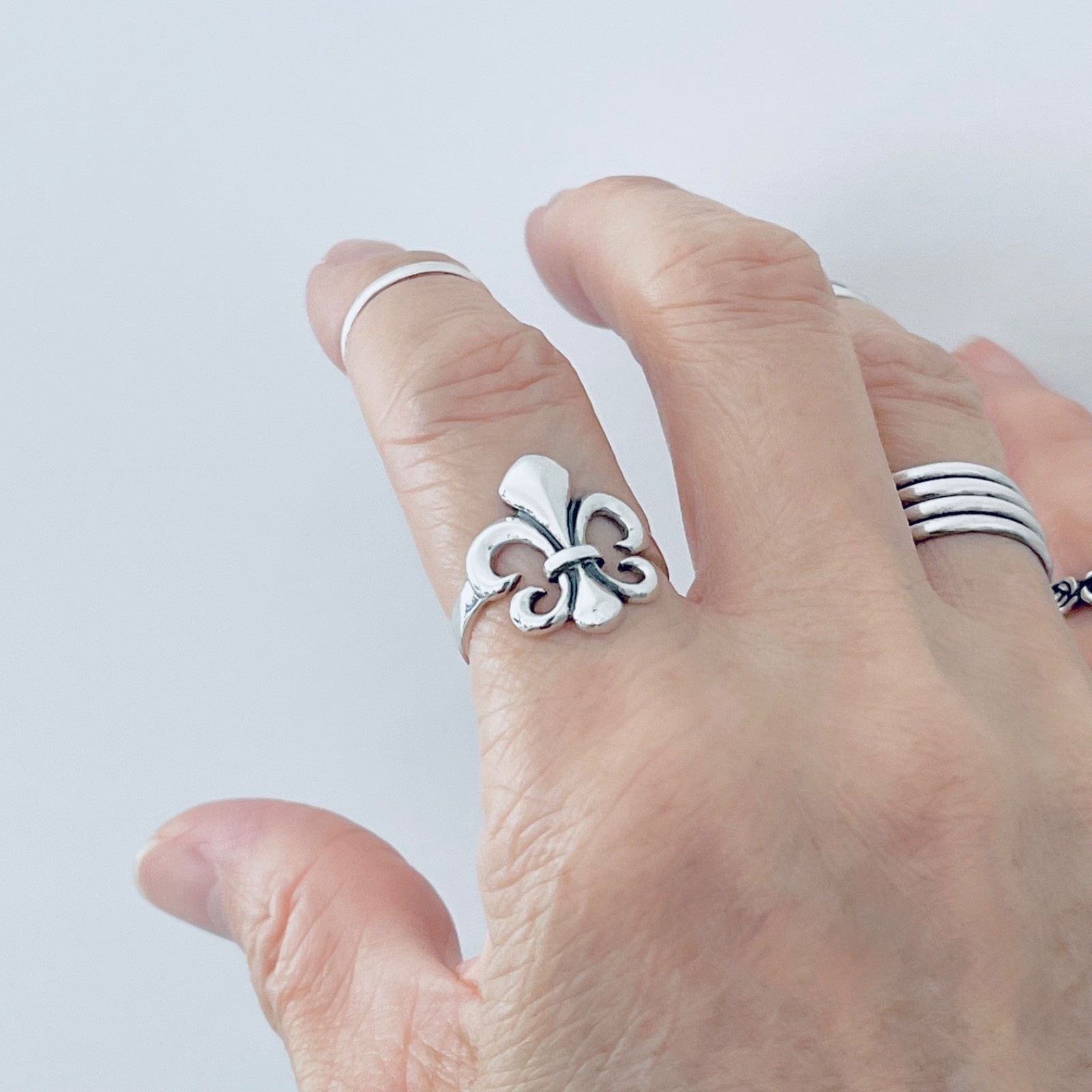 Sterling Silver Fleur De Lis Ring, Saints, Silver Rings, Lily Flower, France