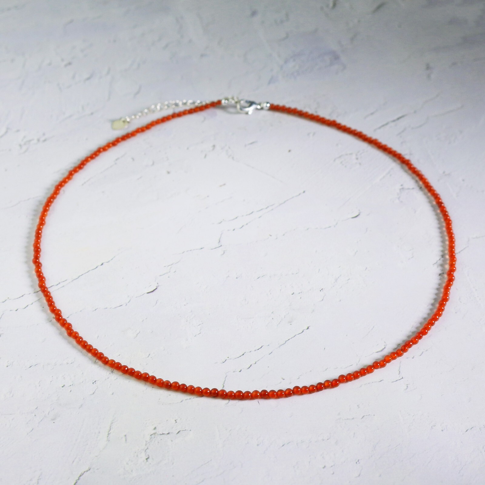 Red Onyx Beaded Necklace for her, Delicate Stone Choker Healing Crystal Necklace