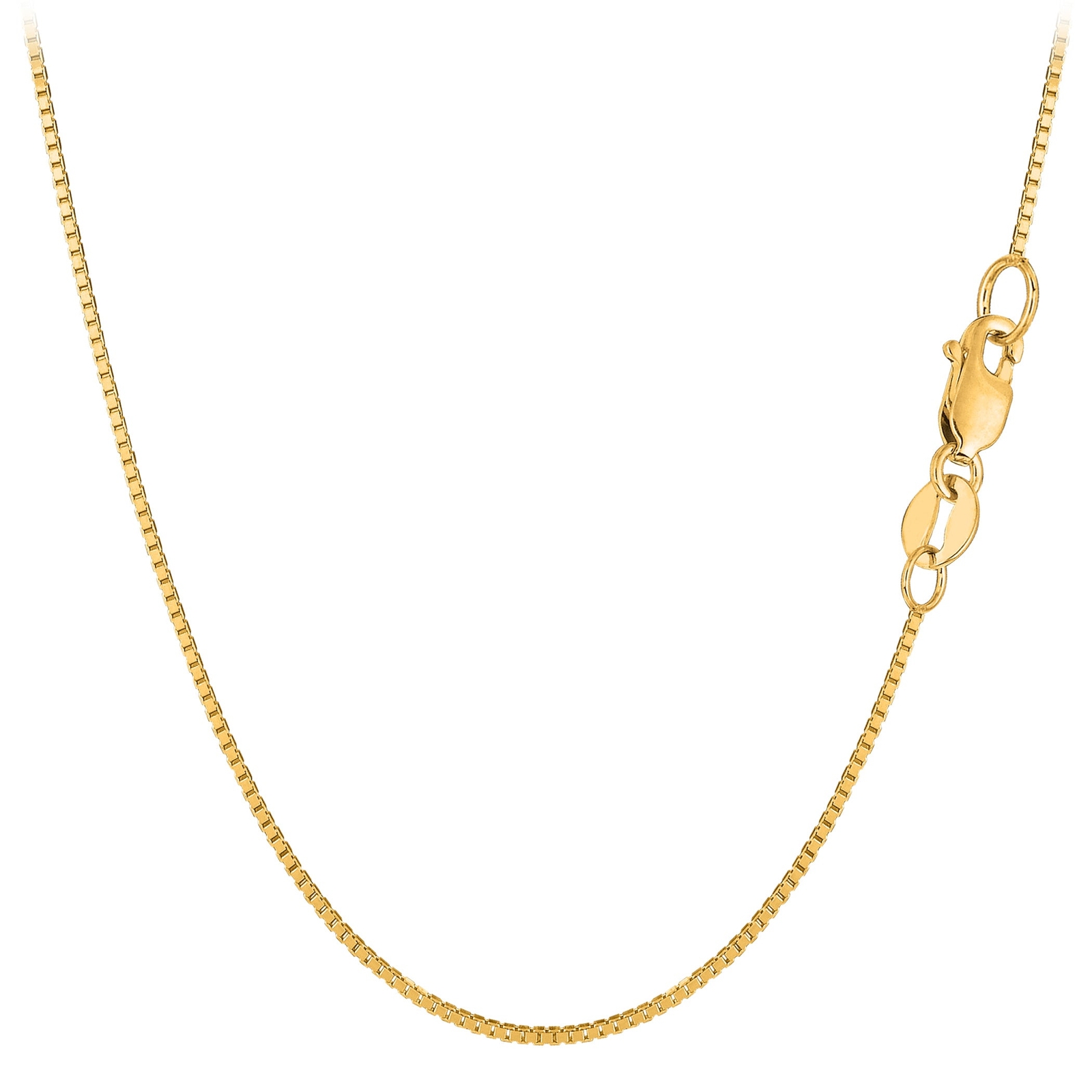 10k Yellow Real Solid Gold Mirror Box Chain Necklace, 0.8mm, 24″