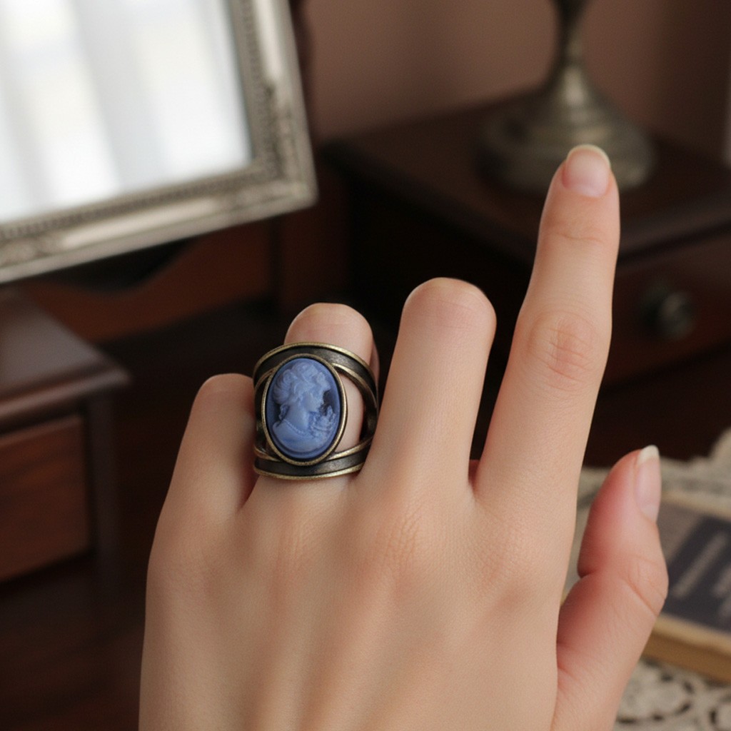 10pcs Vintage Lady Cameo Rings Bulk Antique Bronze Plated Assorted Jewelry