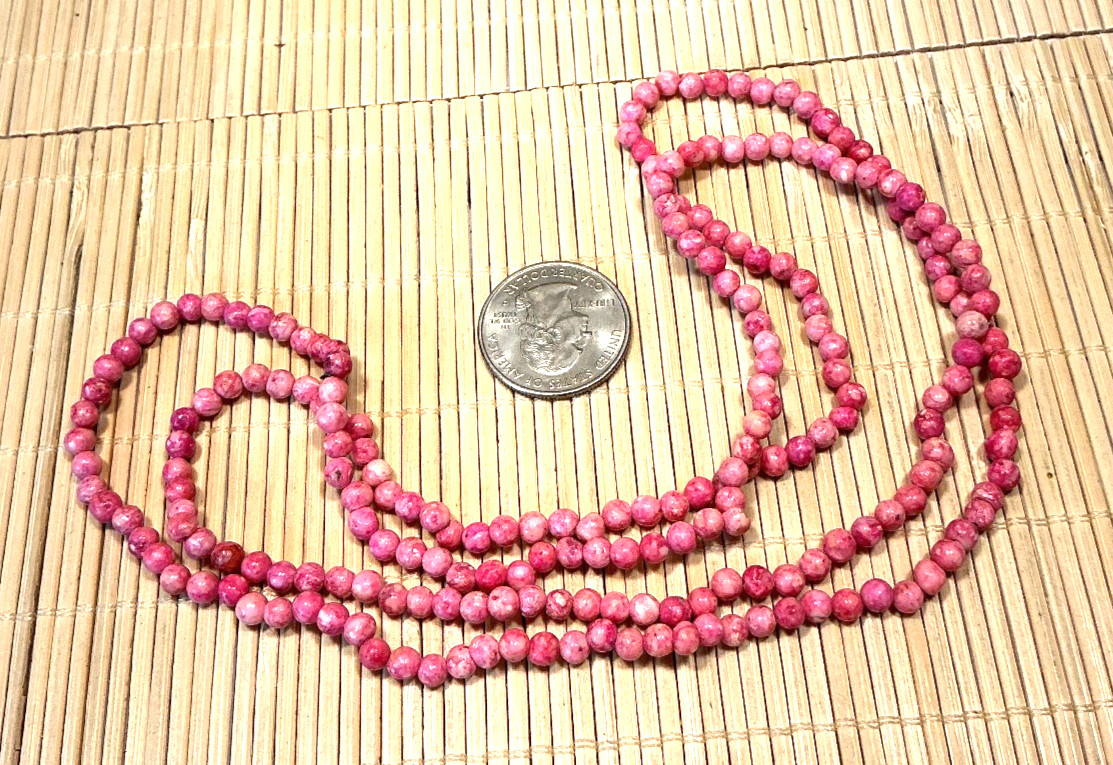Fashion Necklace Salmon Pink Stone Beaded Strand Lot 104