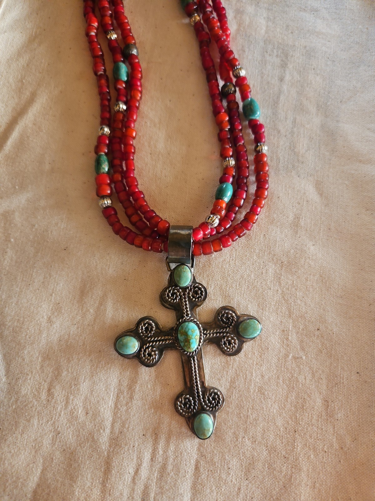 J.Wright Cross Beaded Necklace