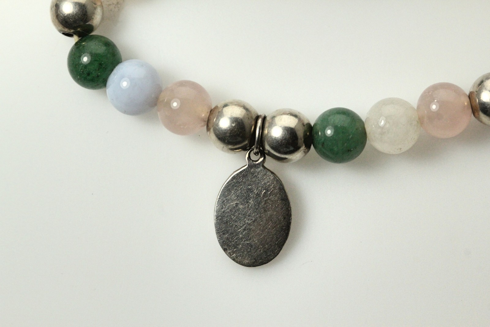 925 Sterling Silver & Multi-Color Beaded Stretch Bracelet 17 Grams (BR2013)