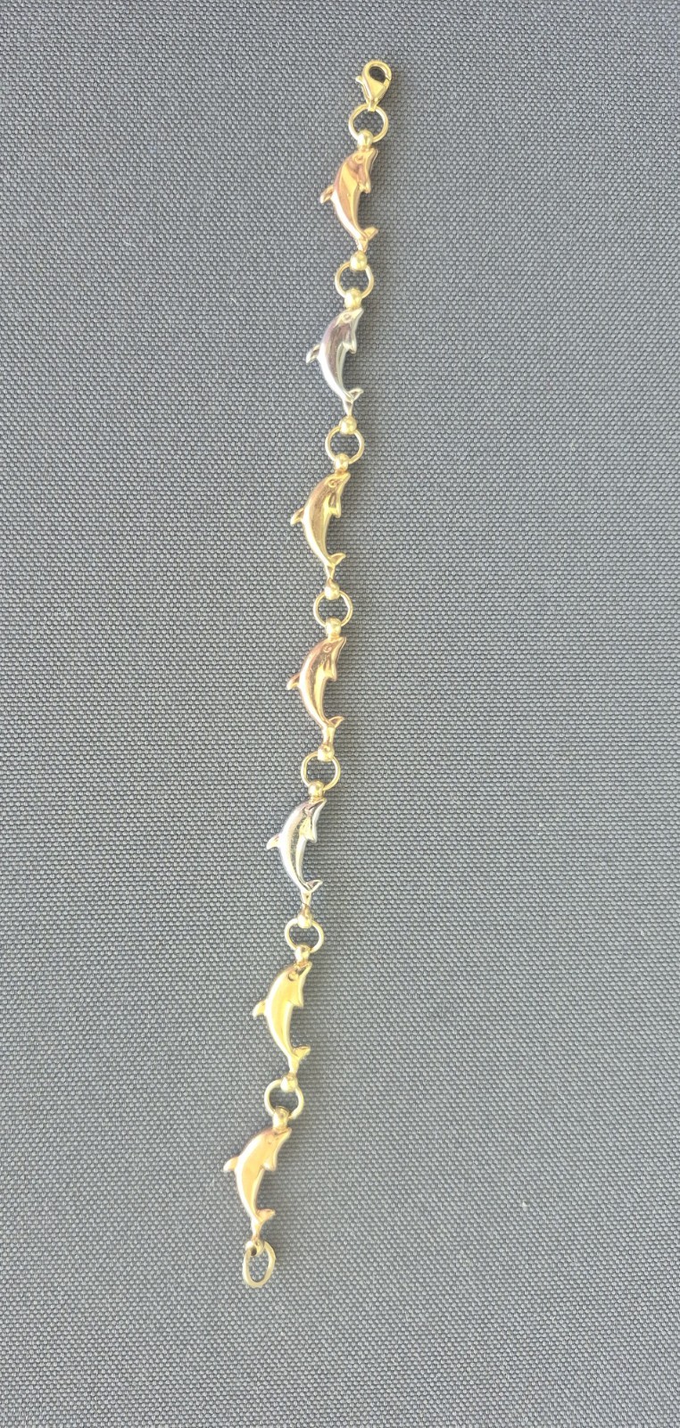 Vintage 10K Tri-Color Gold Dolphin Link Bracelet 7″ 4.10g Multi-Tone 417