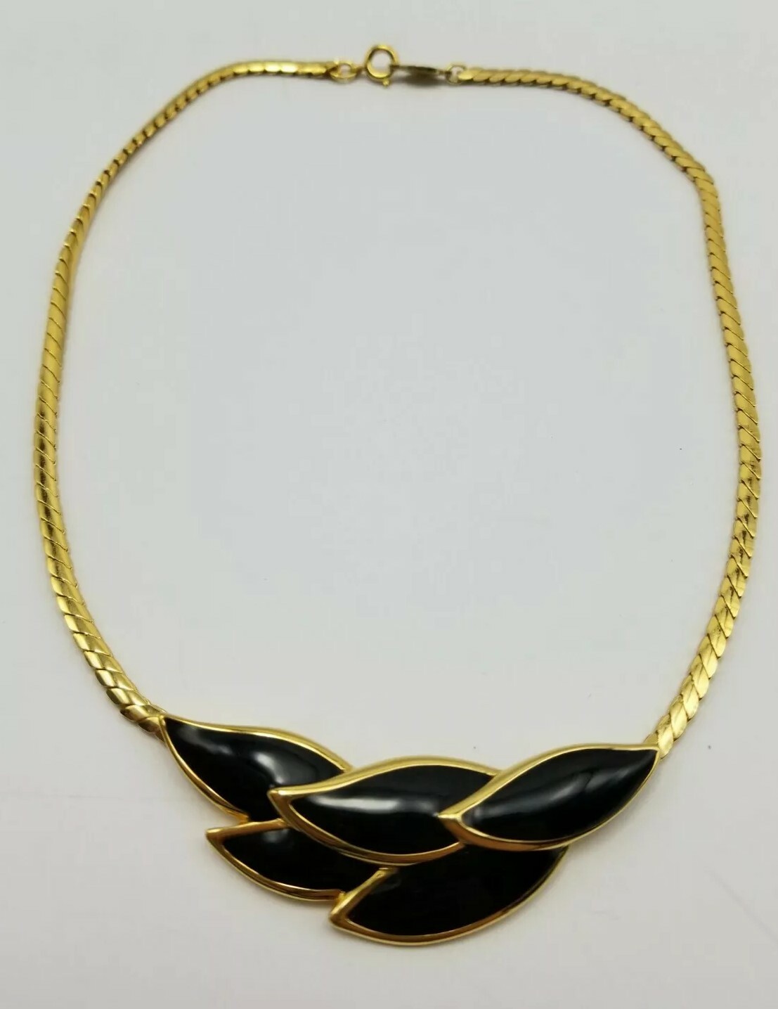 Napier Gold And Black Leaves On Gold Necklace