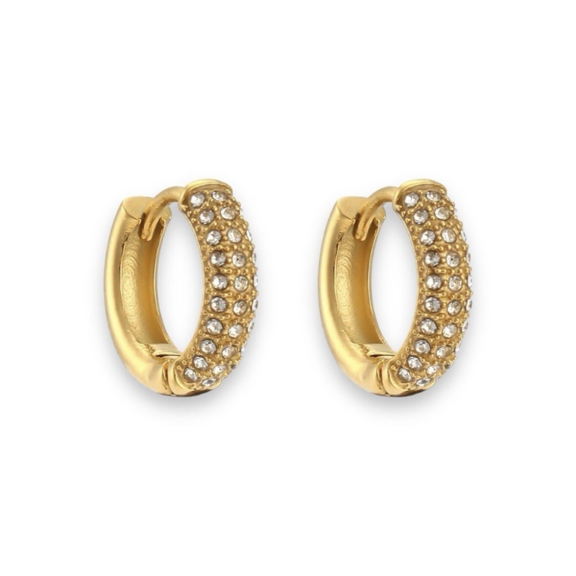 14mm CZ Small Gold Hoop Earrings for Women Men
