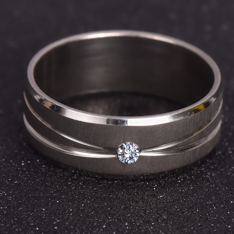 Unisex: Men’s / Women’s Brushed Steel, Laser Cut, Cubic Zirconia Crystal Ring