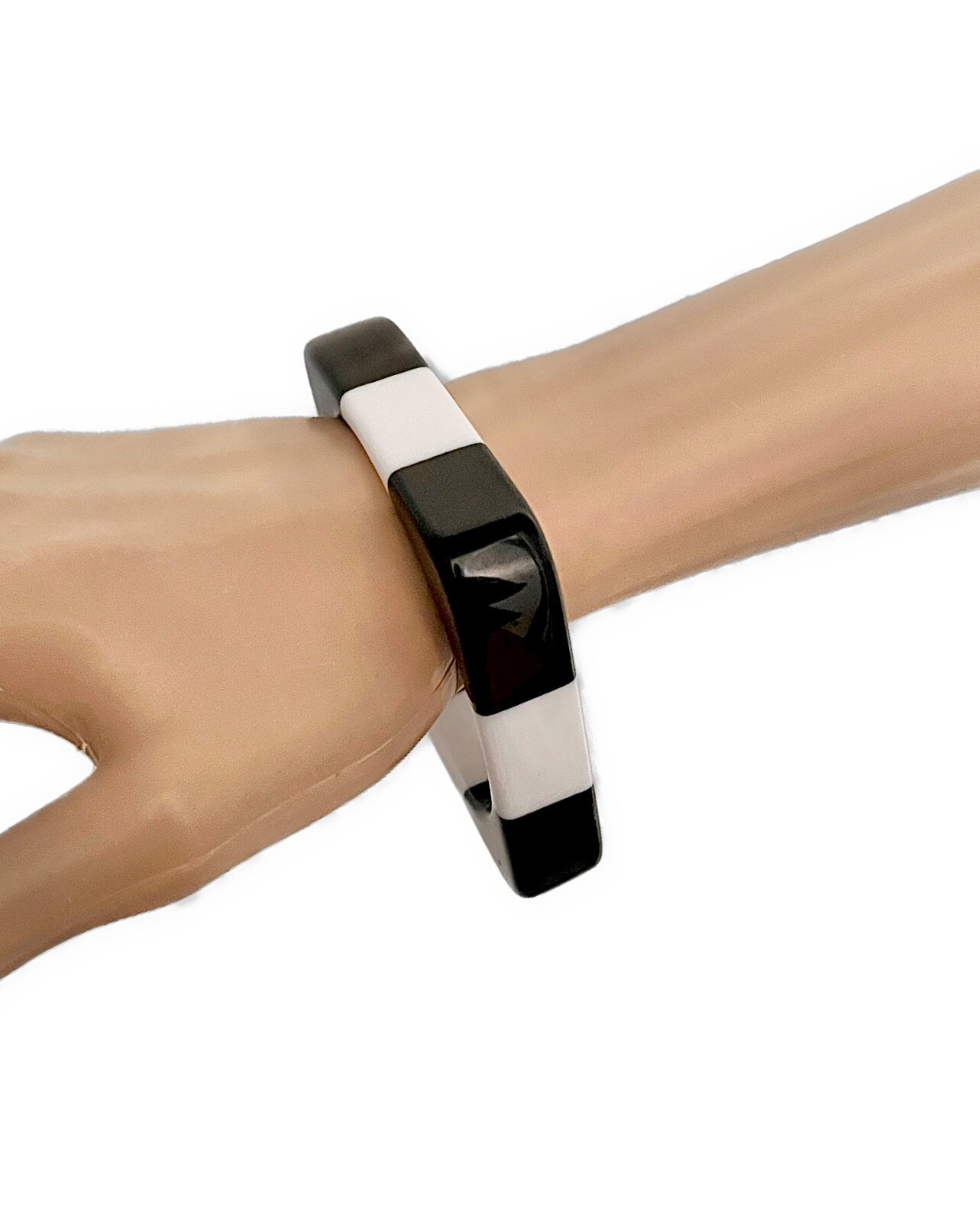 Fun Retro Bohemian Black & White Square Bangle Acrylic no no noBracelet